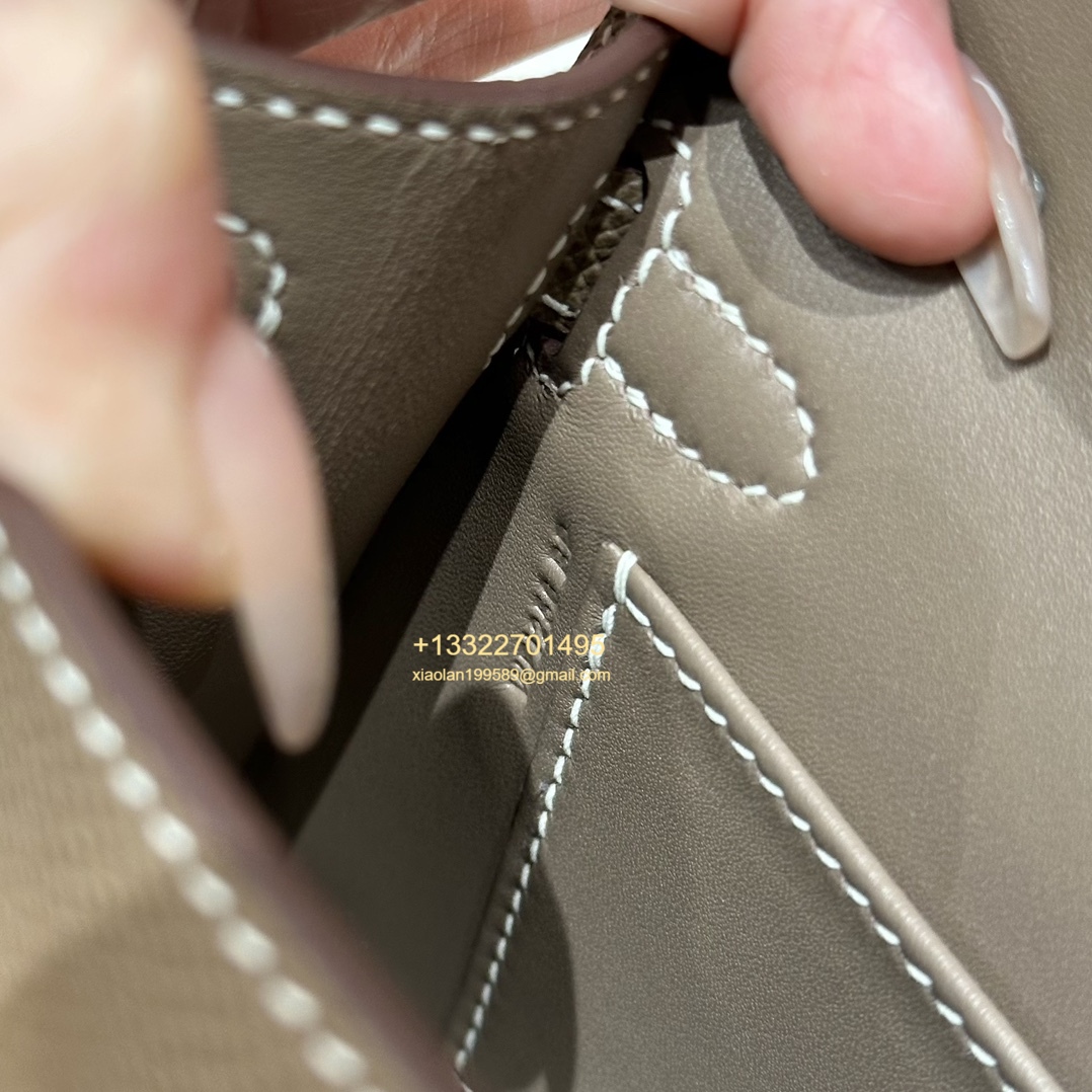 Hermès Mini Kelly II Handbag in Elephant Gray Made from Epsom Cowhide Leather, Purely Handcrafted, High-End Customization Edition