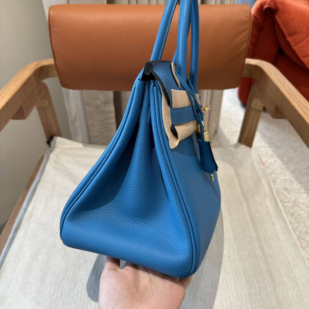 Hermès Birkin 25/30/35cm, handcrafted with togo  leather –B3/Blue Zanzibar