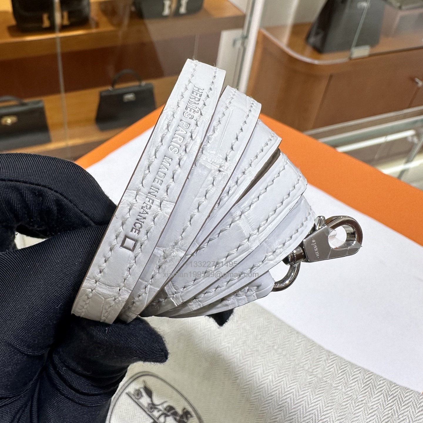 Hermès Mini Kelly in Crocodile Leather, Fully Handmade Premium Private Customization – Cream White