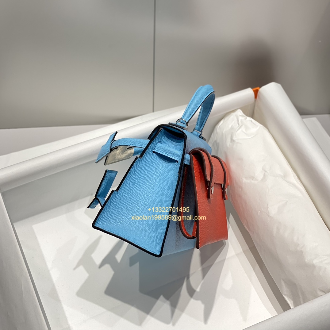 Hermès Kelly Doll Quelle Idole Picto Bag, Limited Edition in Candy Blue.