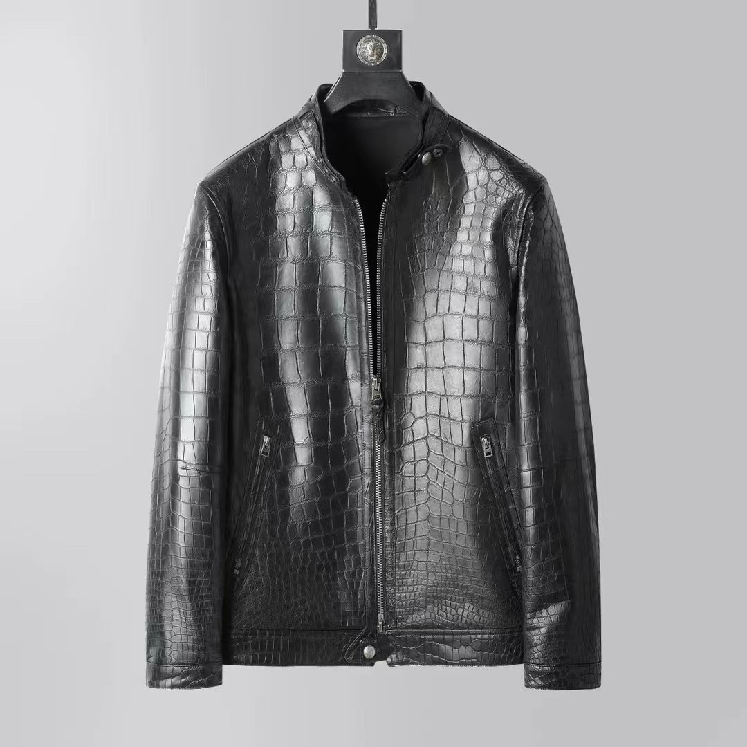 Handcrafted Luxury Private Customization High-Quality Crocodile Leather Jacket