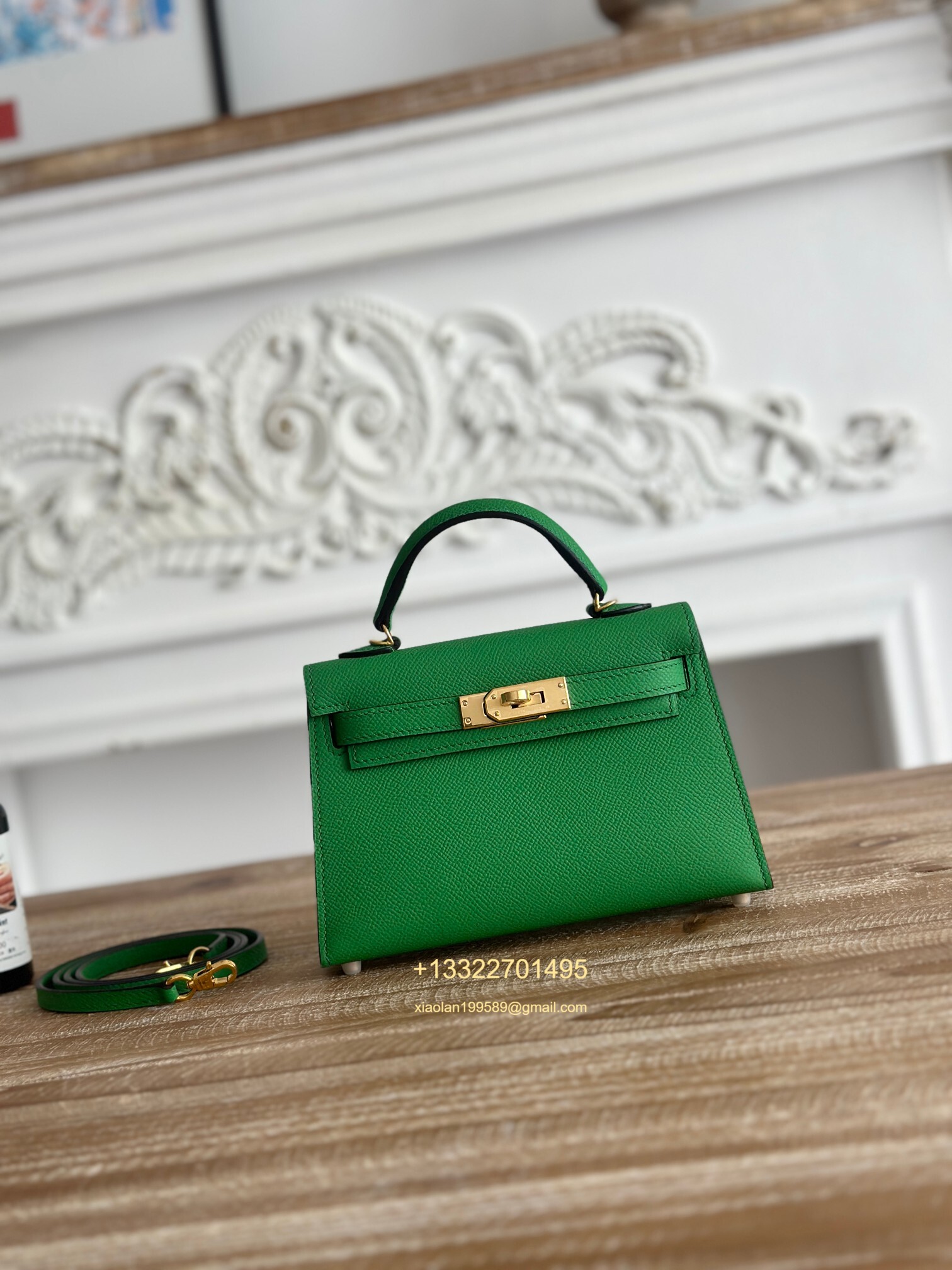 Hermès Epsom Leather Mini Kelly II in Bamboo Green Purely Handcrafted with Waxed Thread Stitching, High-End Customization