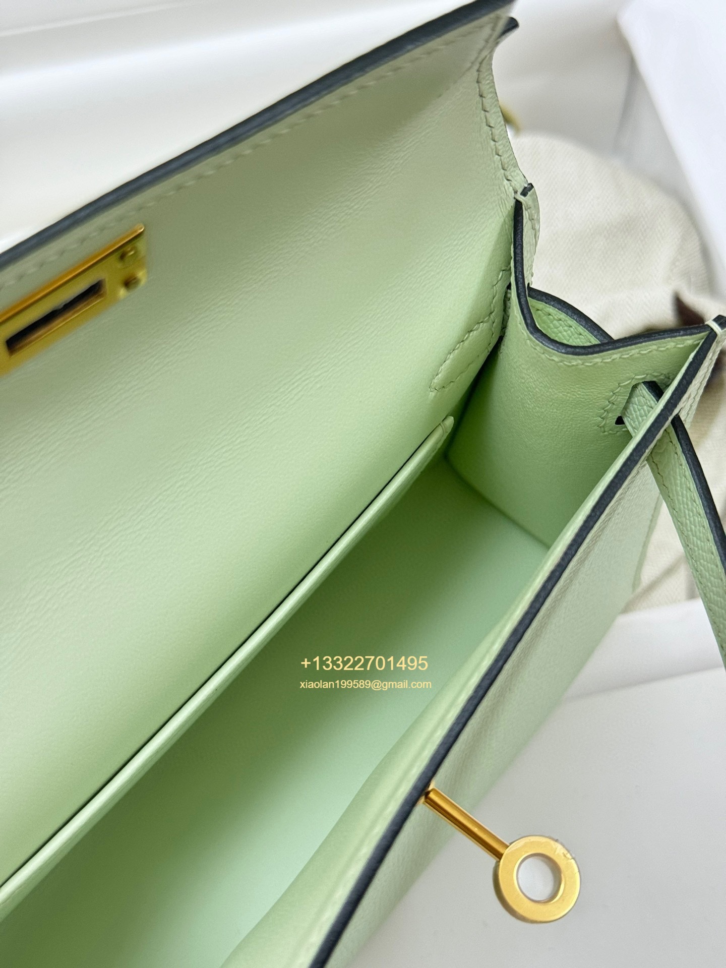 Hermès Mini Kelly II Handbag in Bubble Green Made from Epsom Cowhide Leather, Purely Handcrafted, High-End Customization Edition