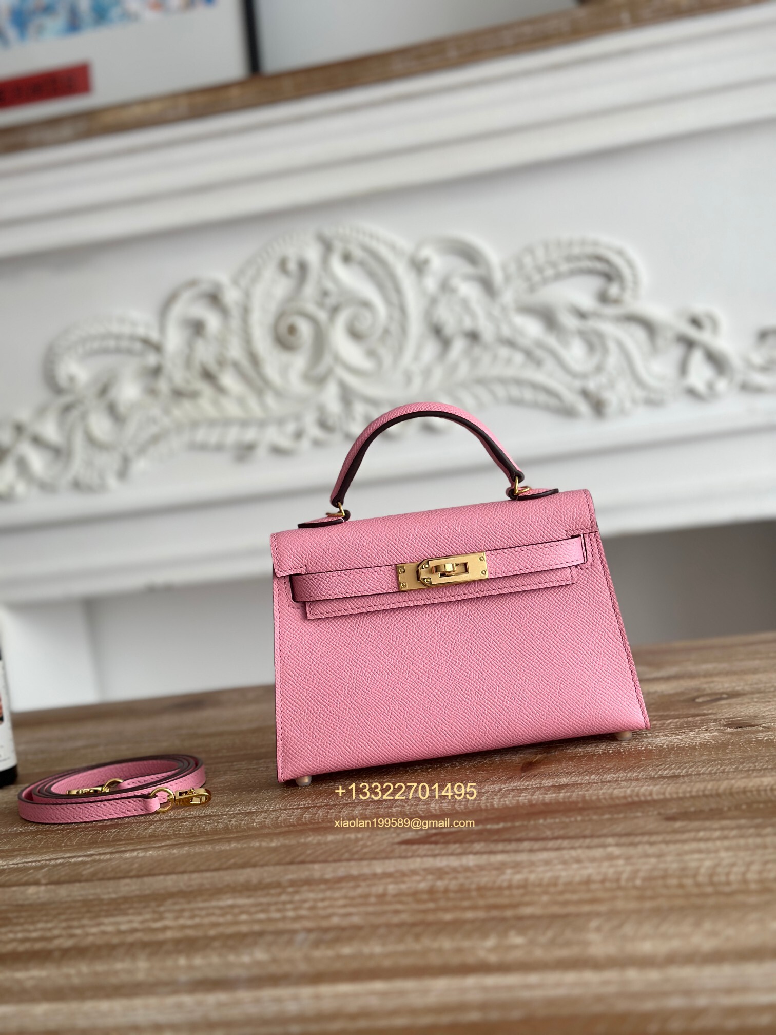 Hermès Epsom Leather Mini Kelly II in Cherry Blossom Pink Purely Handcrafted with Waxed Thread Stitching, High-End Customization