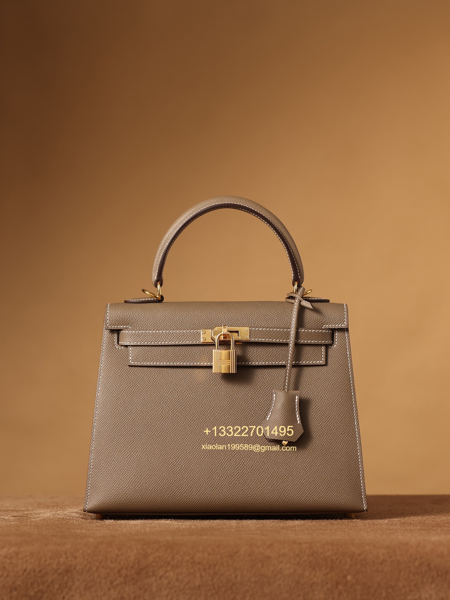 Hermès Kelly Handbag in Elephant Gray Epsom Cowhide Leather, Purely Handcrafted, High-End Customization Edition