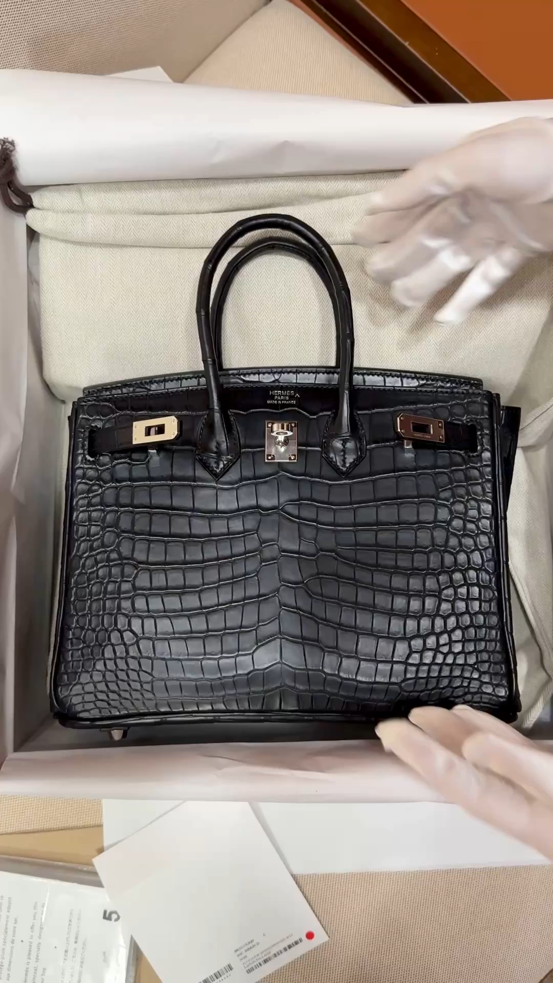Hermès birkin 25/30/35cm in Crocodile Leather, Fully Handmade Premium Private Customization-Black