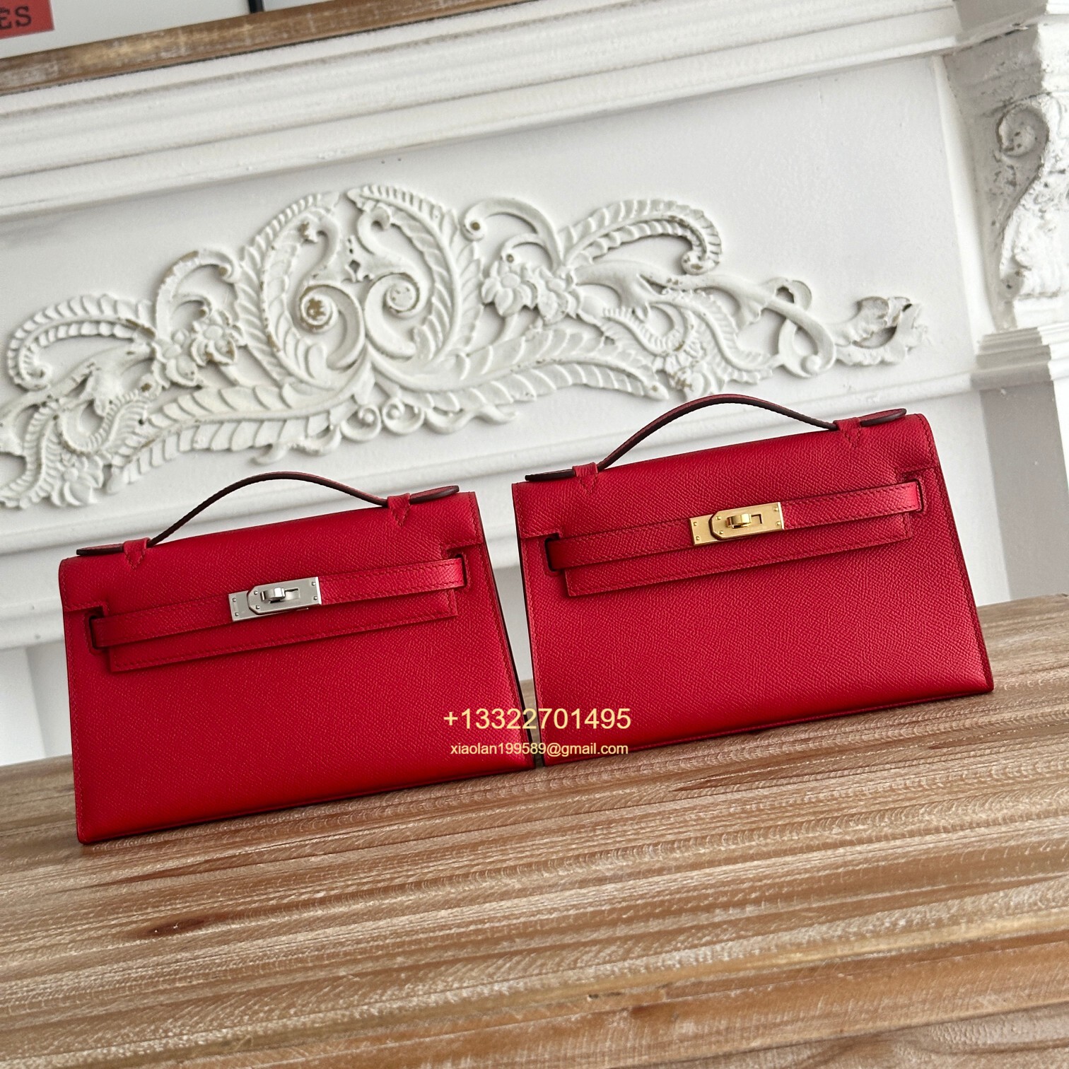 Hermès Mini Pochette Kelly in Red Made from the most classic Epsom Leather, Imported Purely Handcrafted with Waxed Thread Stitching, High-End Customization