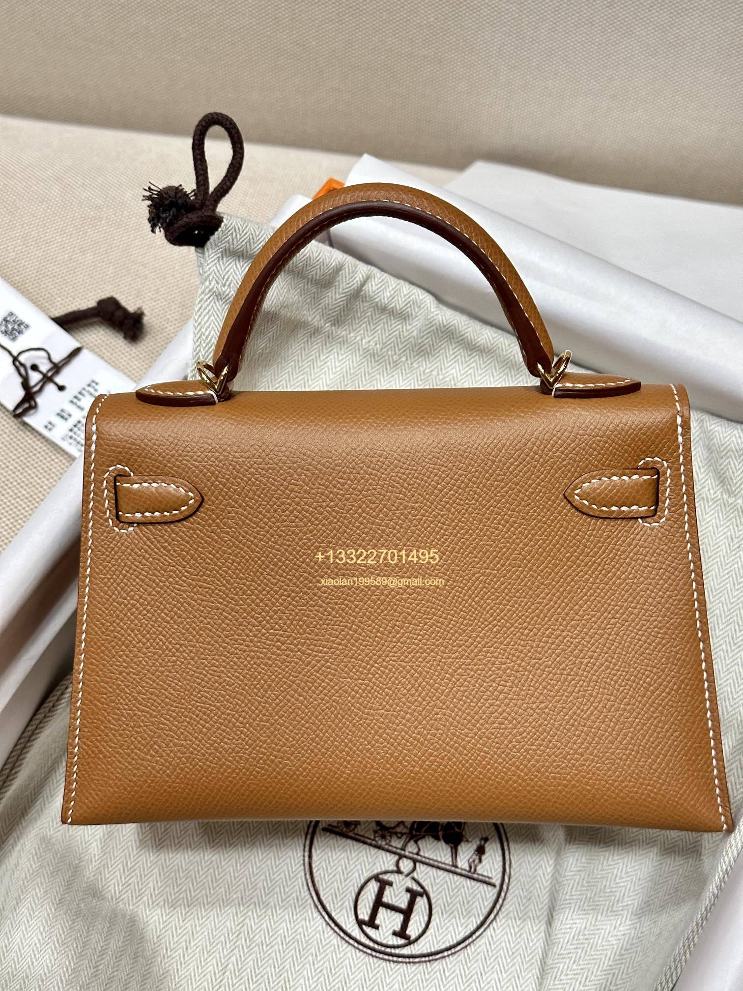 Hermès Mini Kelly II Handbag in Gold Brown Made from Epsom Cowhide Leather, Purely Handcrafted, High-End Customization Edition