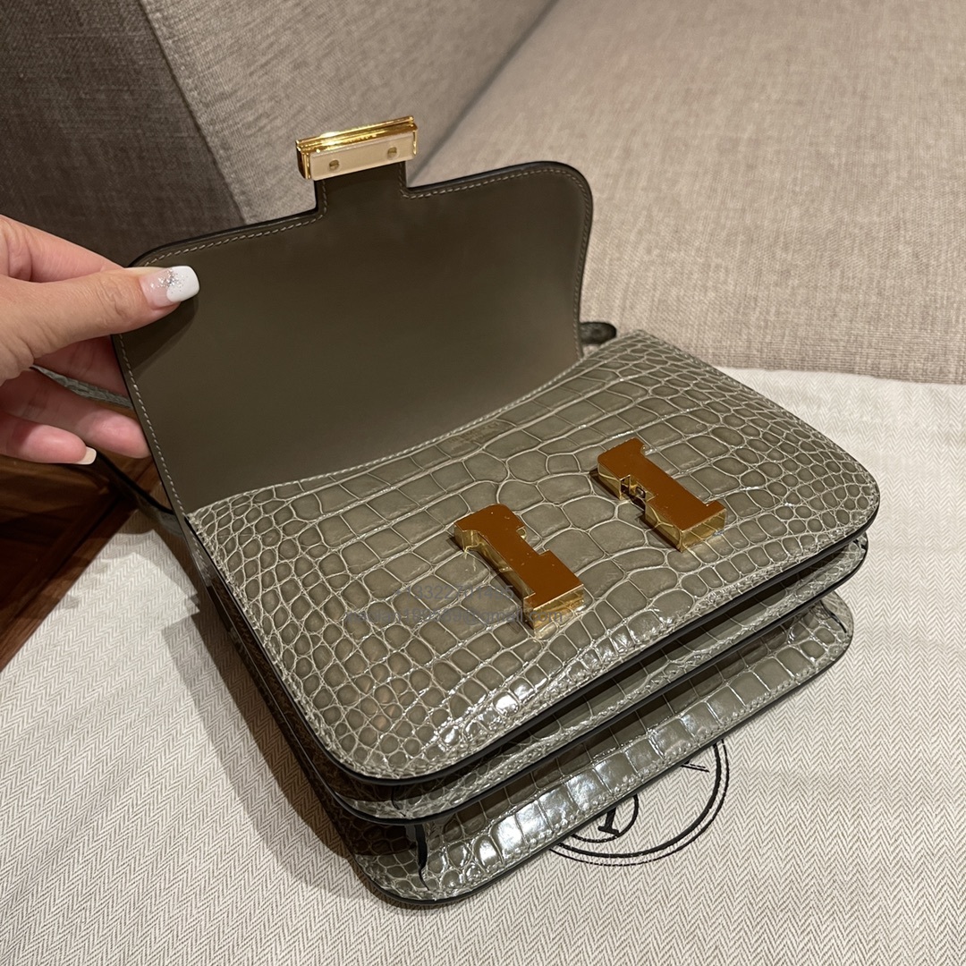 Hermès Constance 18/24cm in Crocodile Leather, Premium Handmade Customization-Taupe
