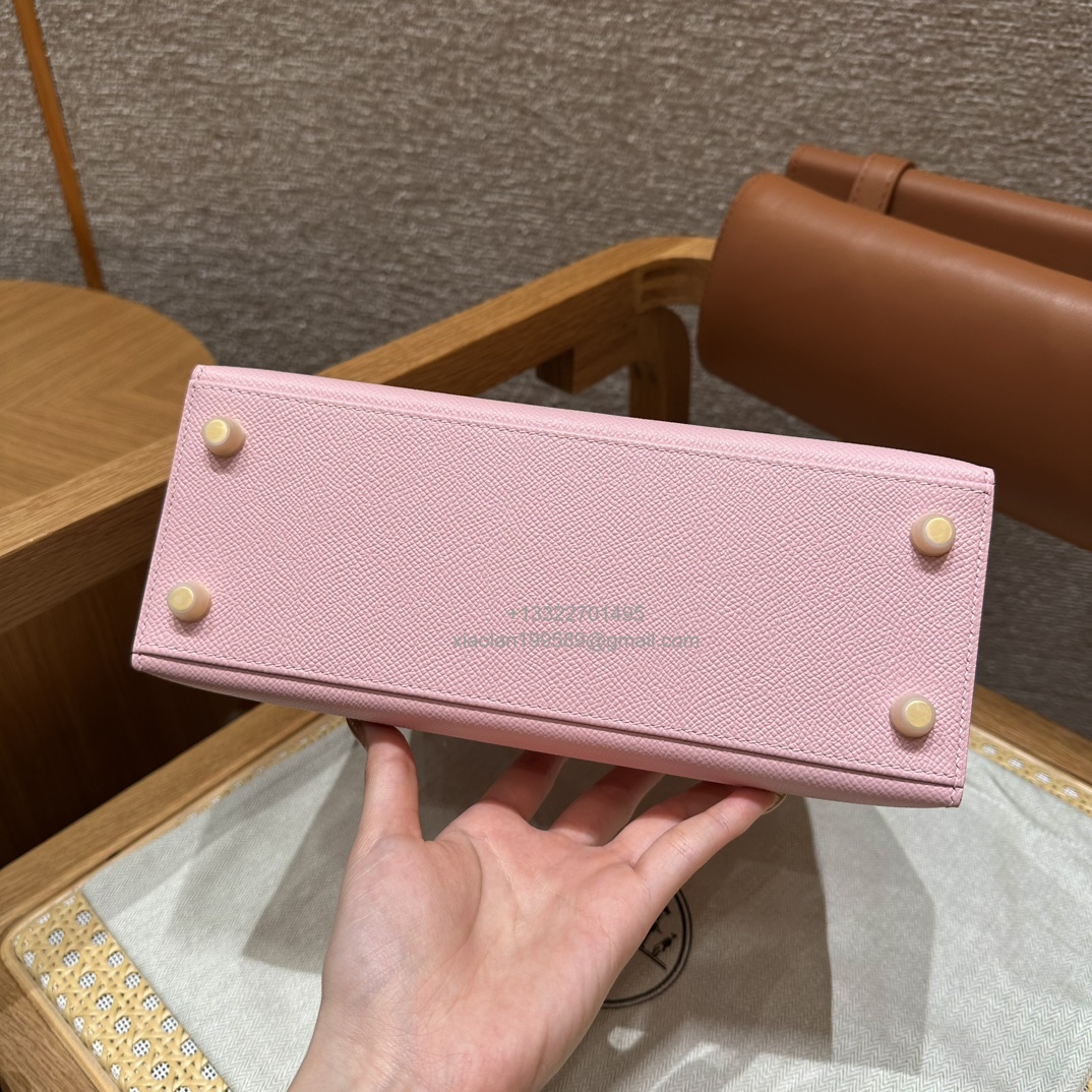 Hermès Kelly Handbag in Sakura Pink Epsom Cowhide Leather, Purely Handcrafted, High-End Customization Edition