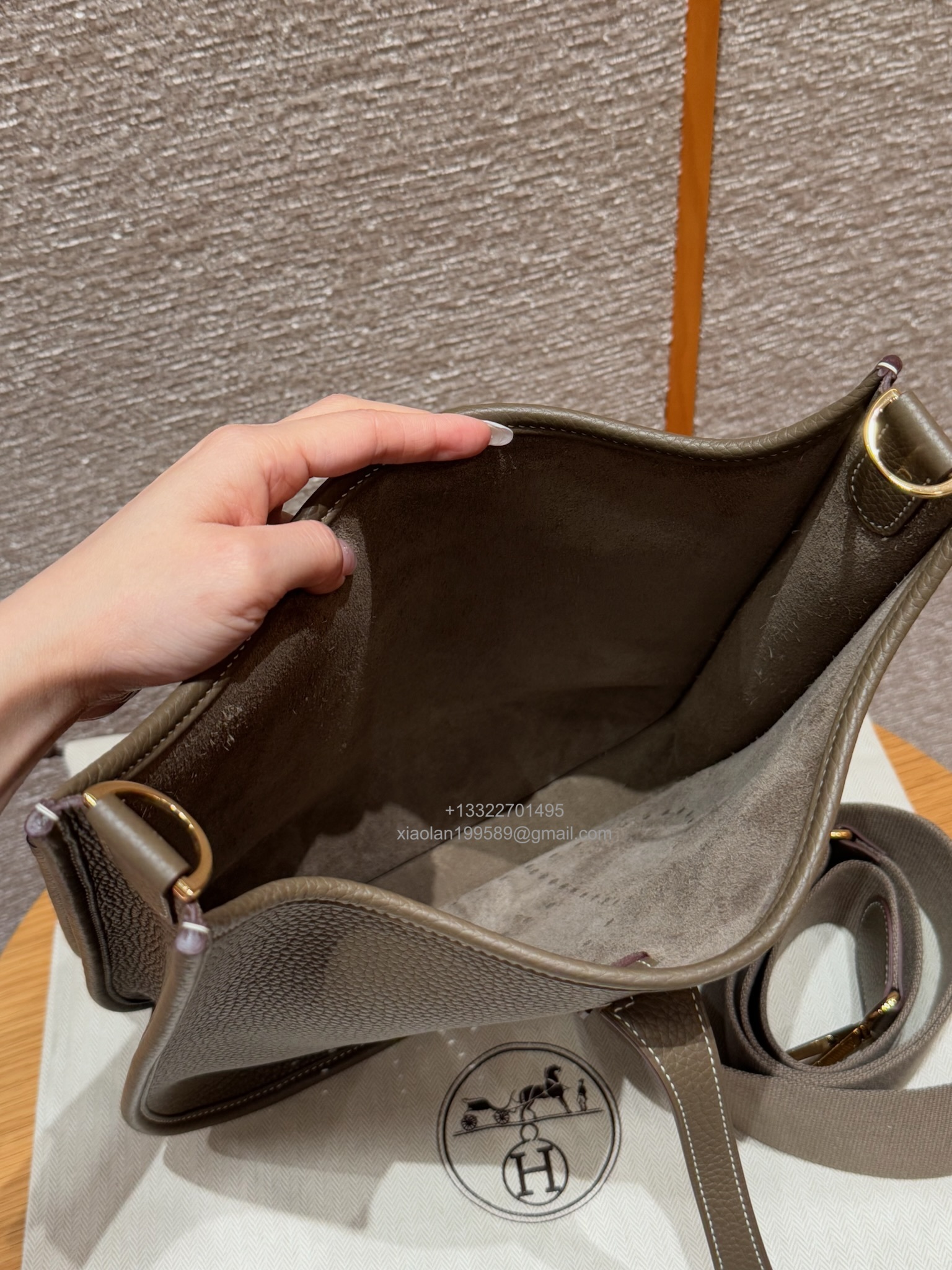 Hermès Evelyne Bag in Clemence Leather, Premium Handcrafted Customization – Etoupe.