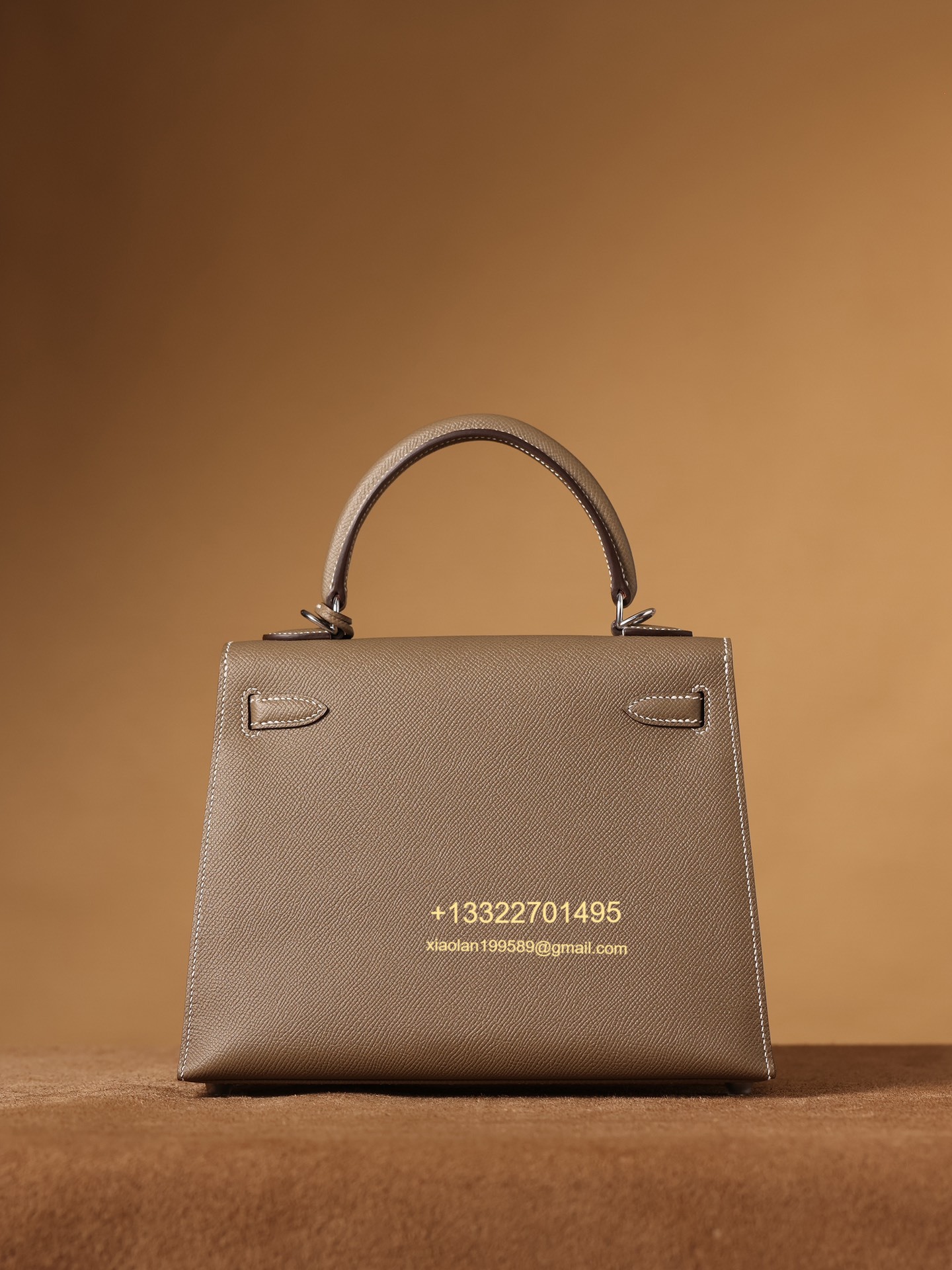 Hermès Kelly Handbag in Elephant Gray Epsom Cowhide Leather, Purely Handcrafted, High-End Customization Edition