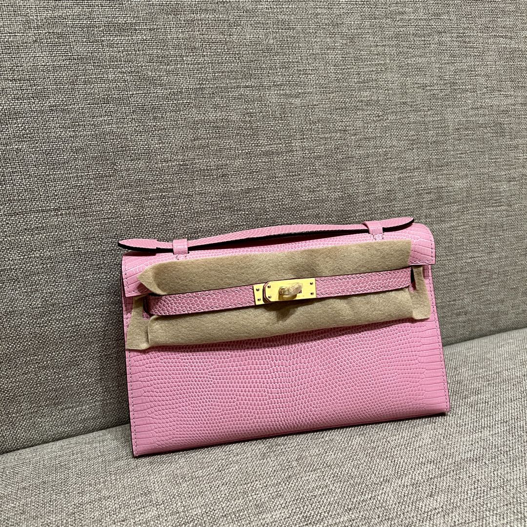 Hermès Mini Kelly Pochette Clutch Bag — Premium handcrafted exclusive custom made with imported South African lizard leather ‼️Pink