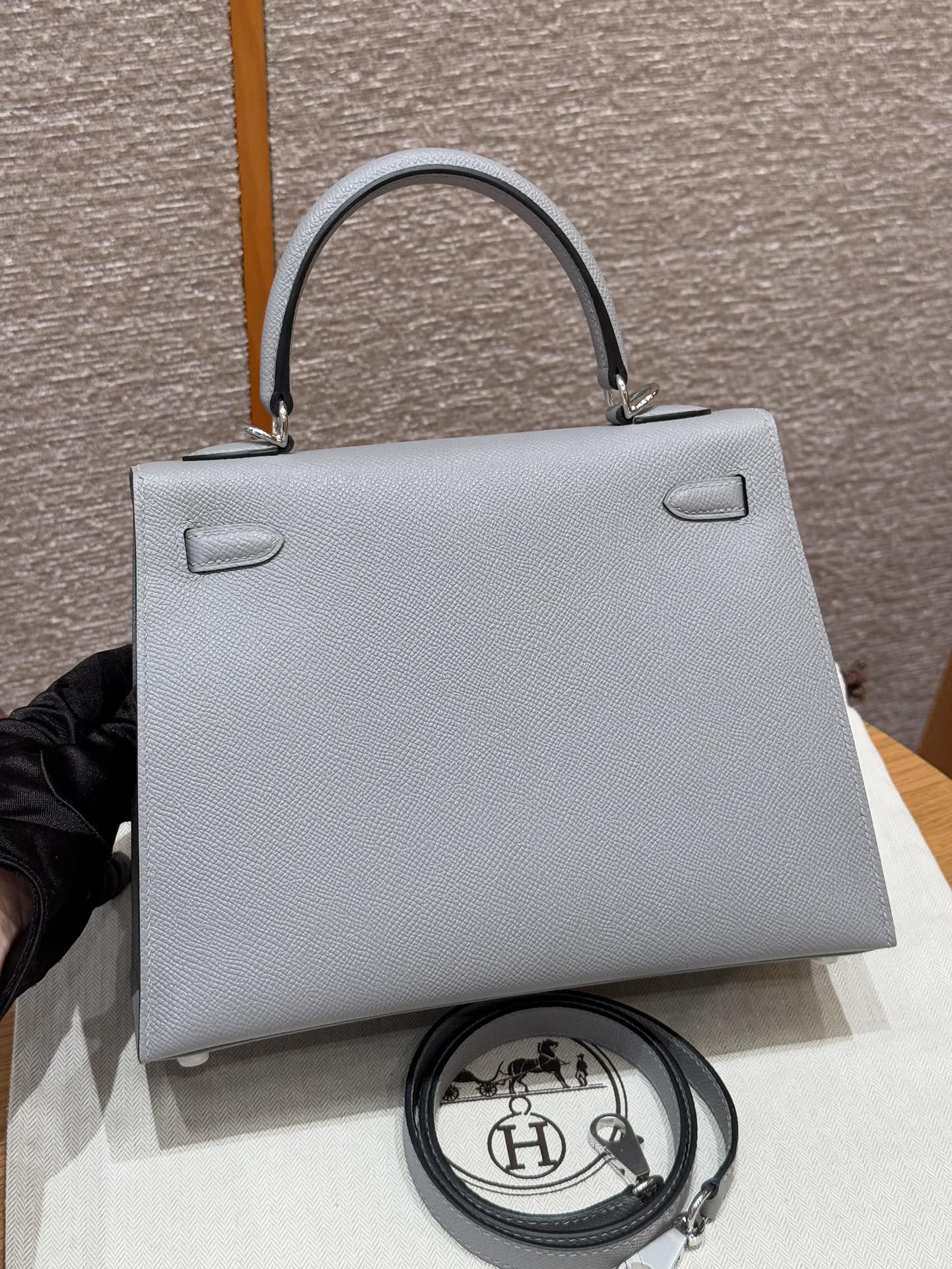Hermès Kelly Handbag in  Linen Blue Epsom Cowhide Leather, Purely Handcrafted, High-End Customization Edition