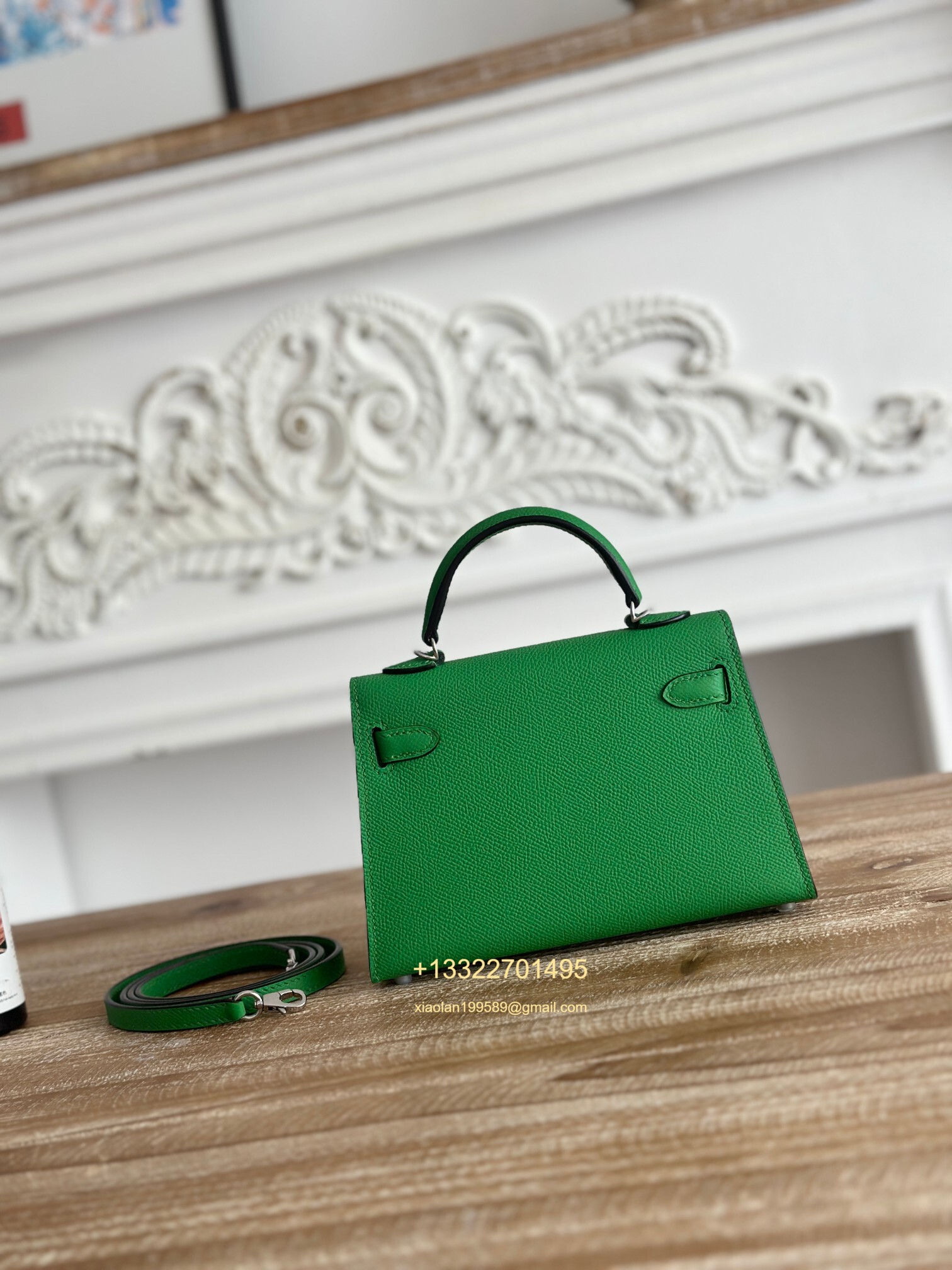 Hermès Epsom Leather Mini Kelly II in Bamboo Green Purely Handcrafted with Waxed Thread Stitching, High-End Customization