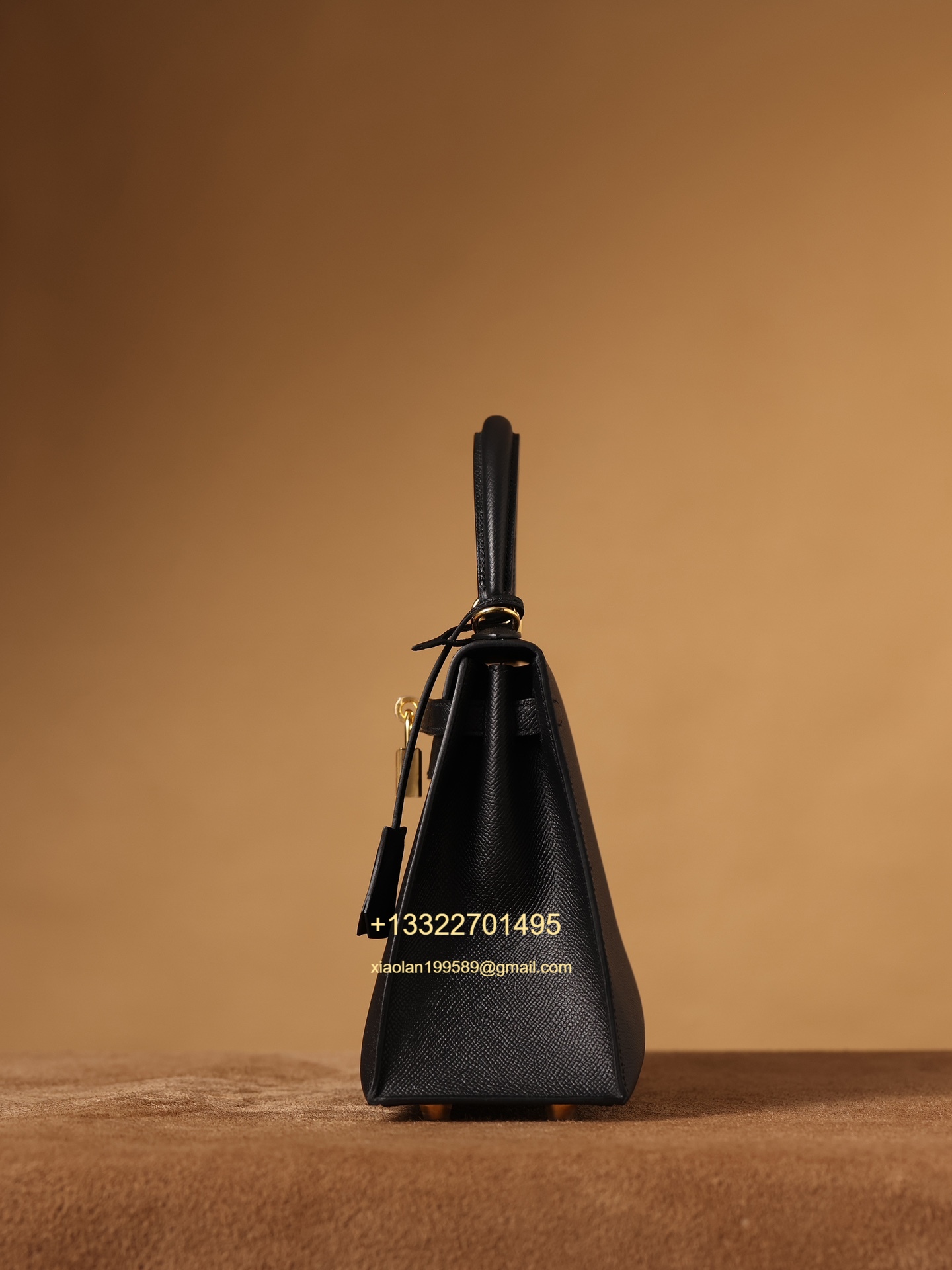 Hermès Kelly Handbag in Black Epsom Cowhide Leather, Purely Handcrafted, High-End Customization Edition