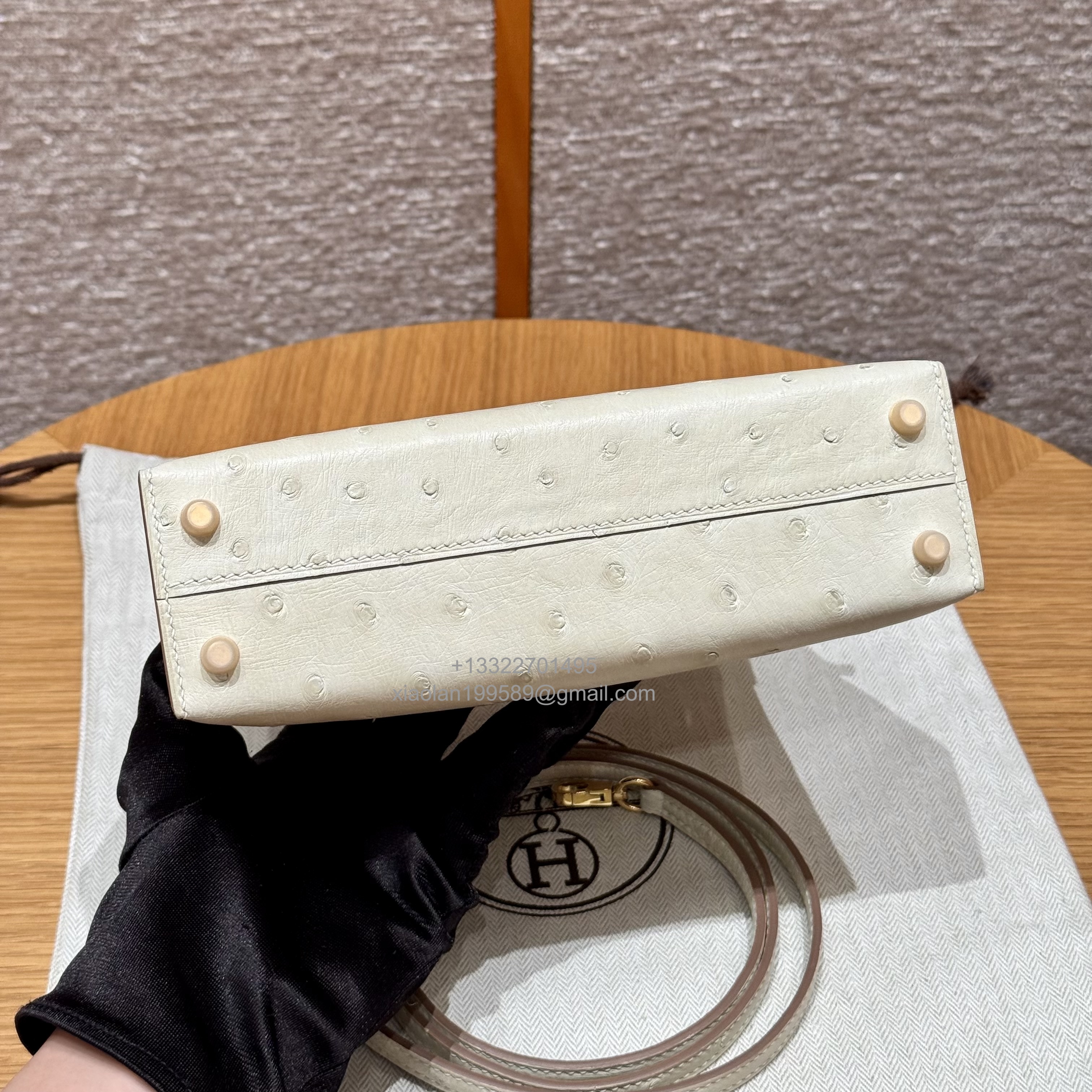 Hermès Mini Kelly Sellier II 20 in Ostrich Leather Beton