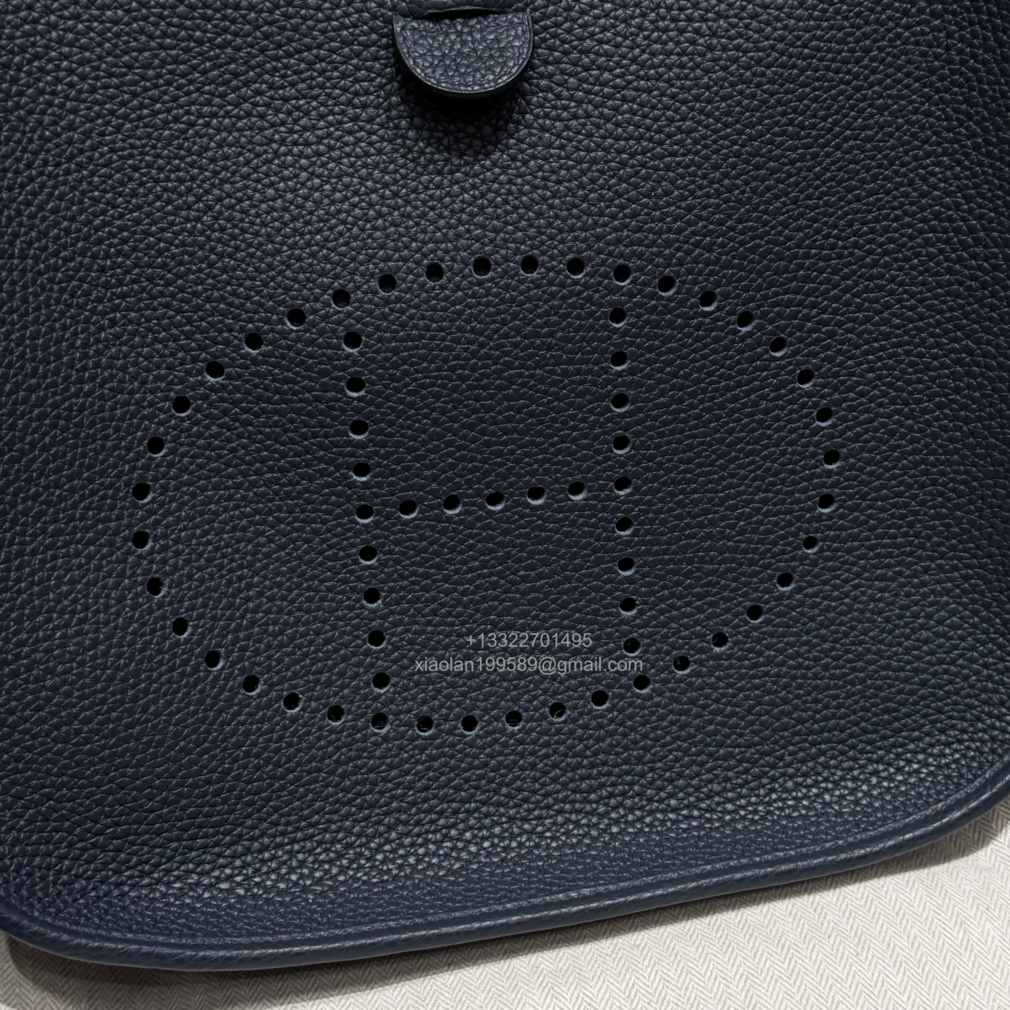 Hermès Evelyne Bag in Clemence Leather, Premium Handcrafted Customization – Midnight Blue.
