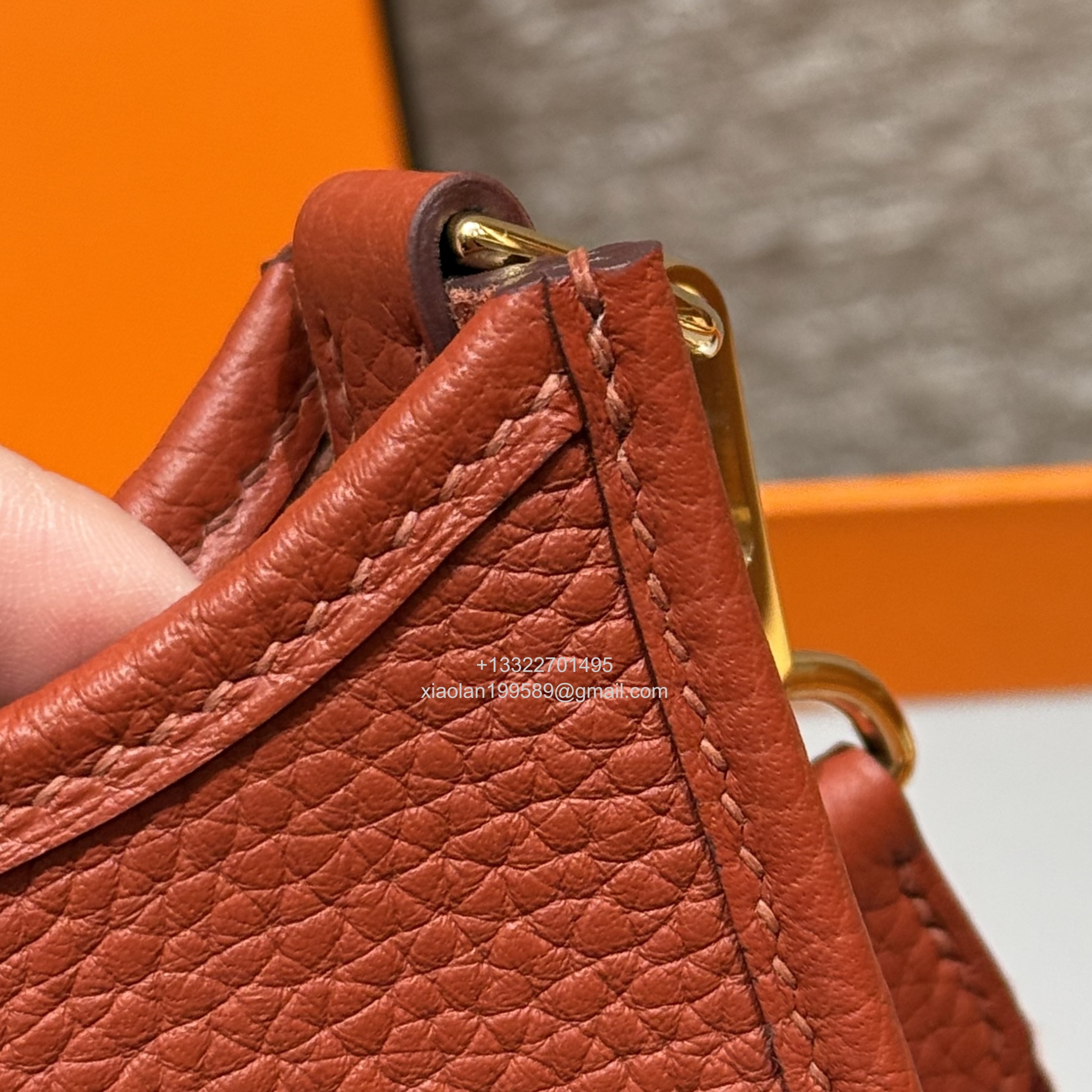 Hermès Evelyne mini Bag in Clemence Leather, Premium Handcrafted Customization-Brique
