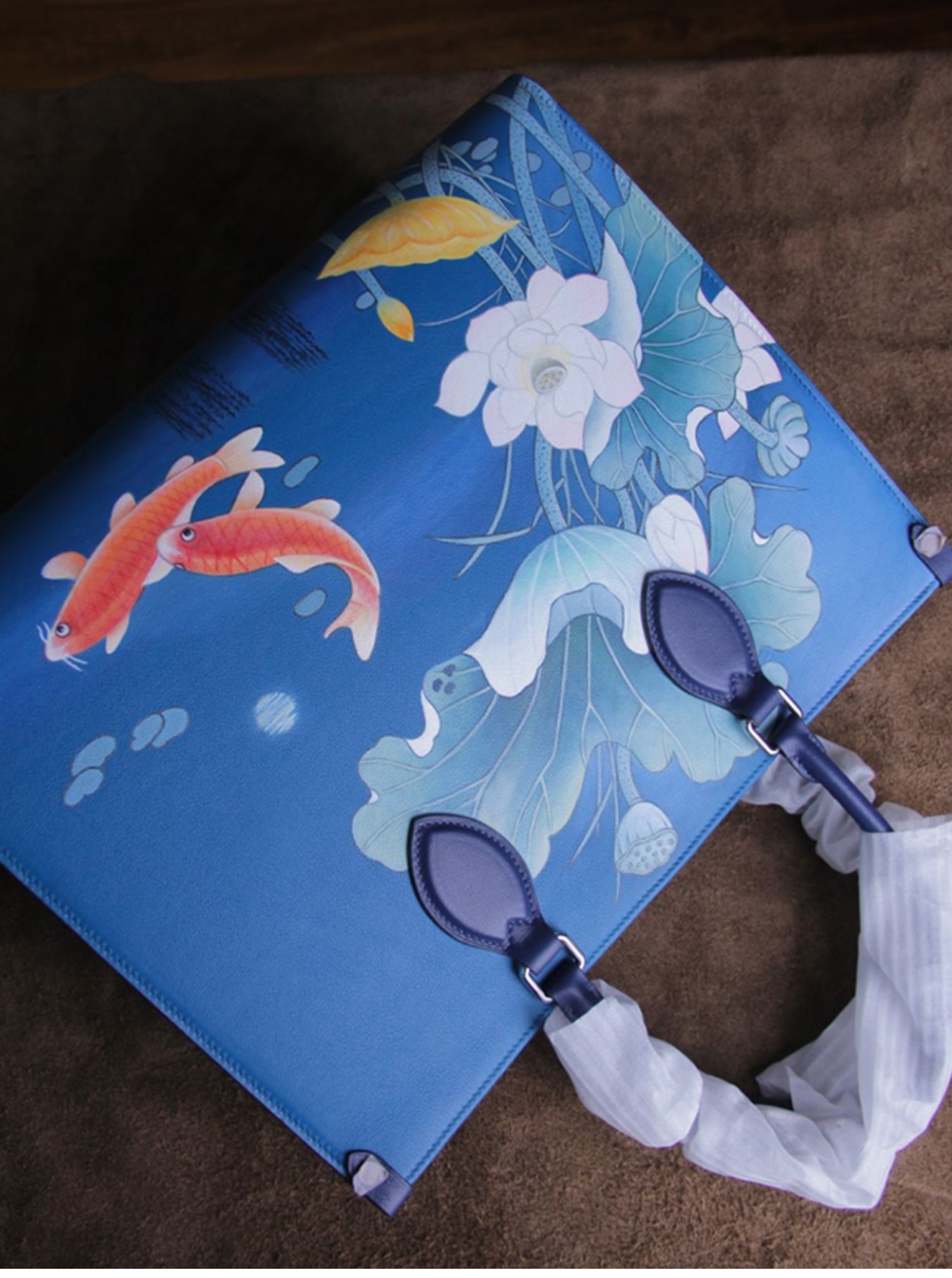 Handcrafted Custom DIY Painted Women's Leather Tote Bag