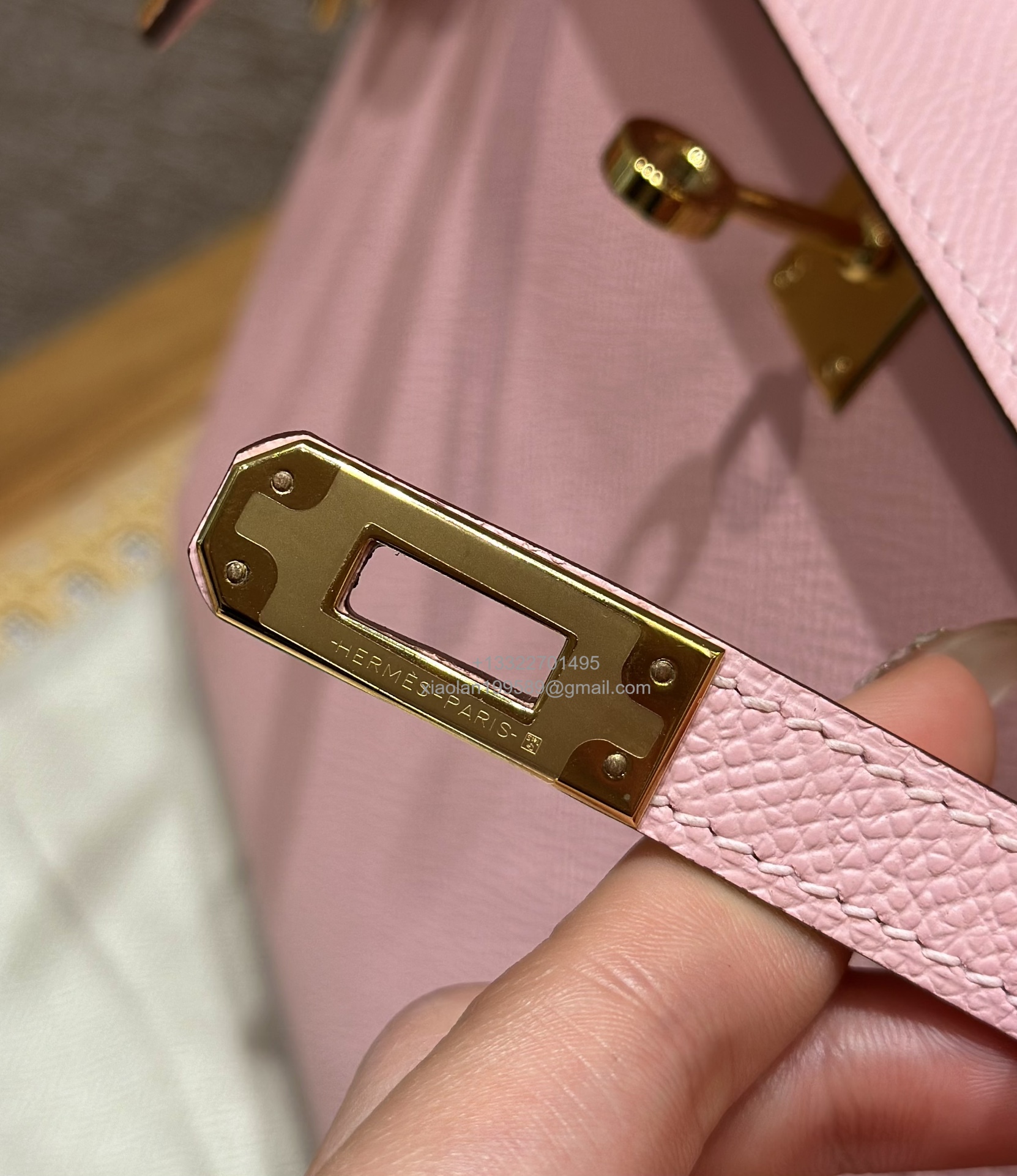 Hermès Kelly Handbag in Sakura Pink Epsom Cowhide Leather, Purely Handcrafted, High-End Customization Edition