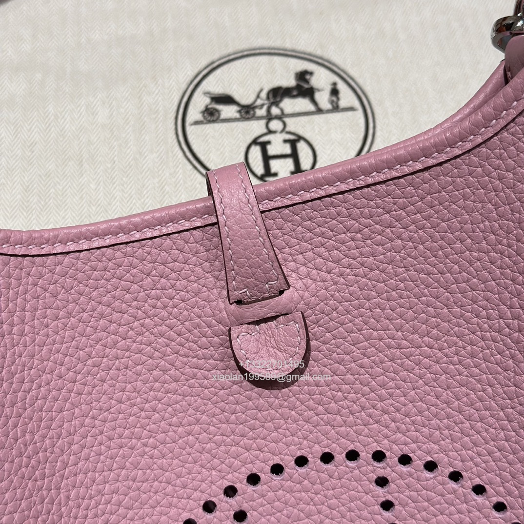 Hermès Evelyne mini Bag in Clemence Leather, Premium Handcrafted Customization-Mauve Sylvestre