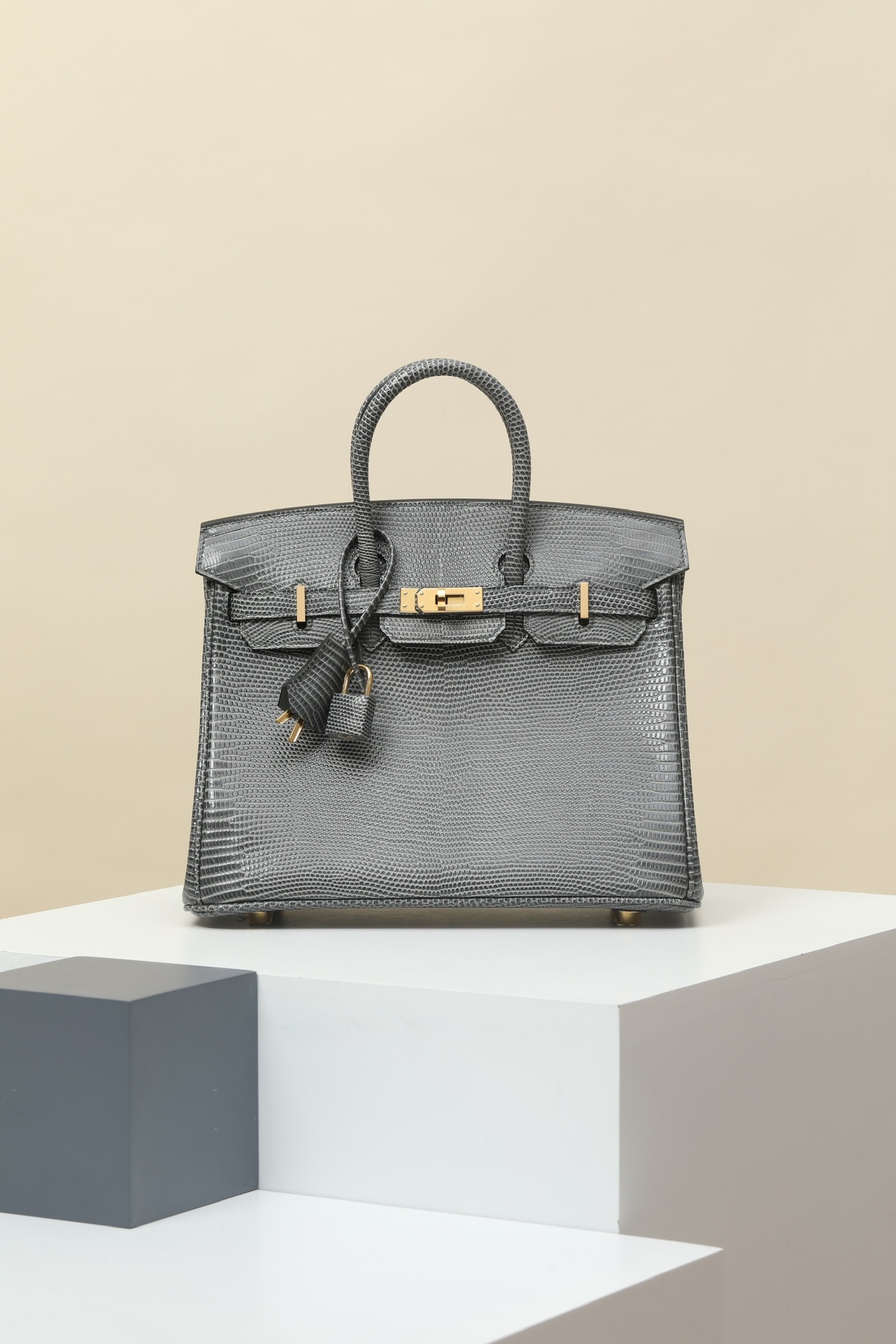 Birkin – Imported French lizard skin, premium stainless steel with 18K gold-plated hardware, fully handcrafted luxury custom-made ‼️Marble Grey