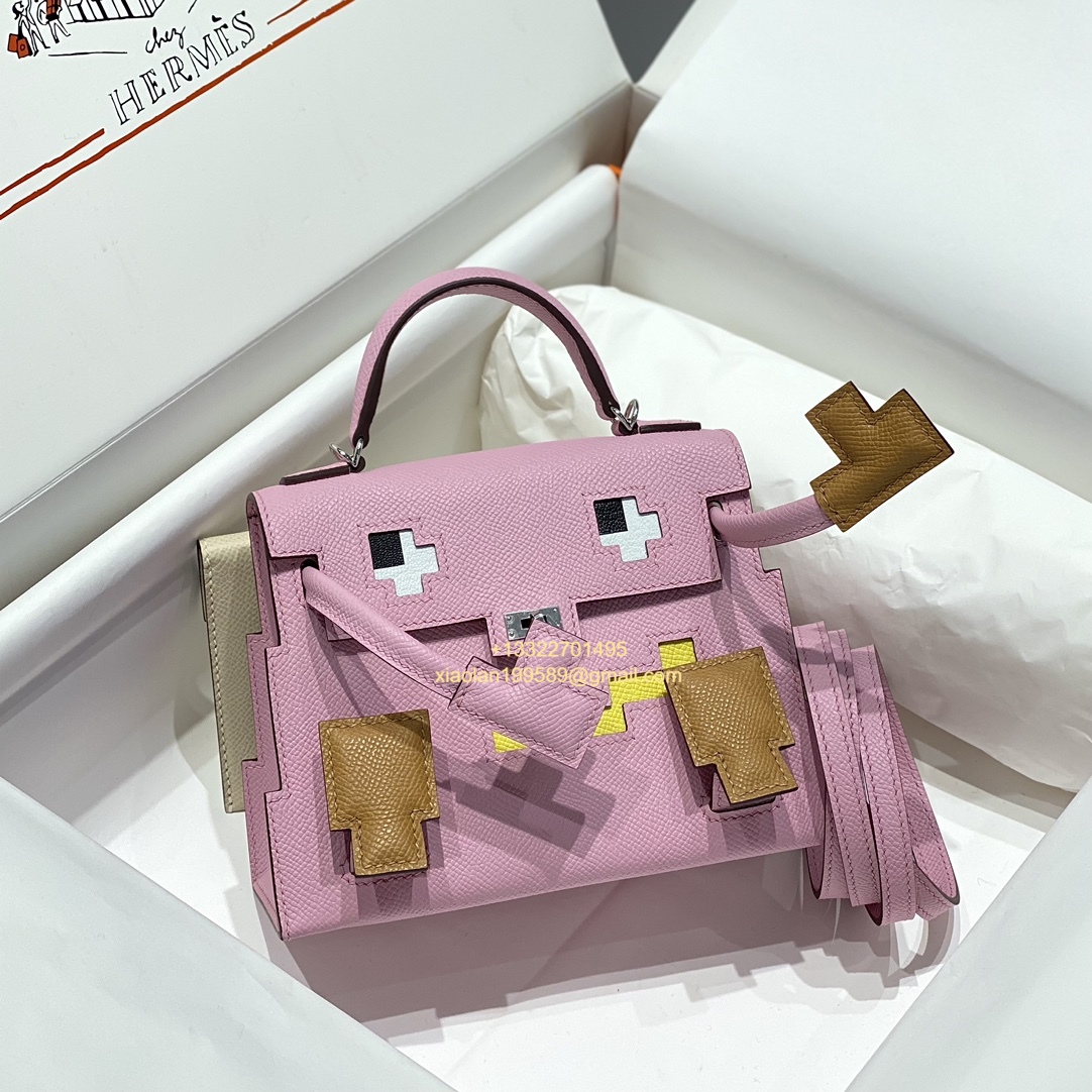 Hermès Kelly Doll Quelle Idole Picto Bag, Limited Edition in Mauve Sylvestre.