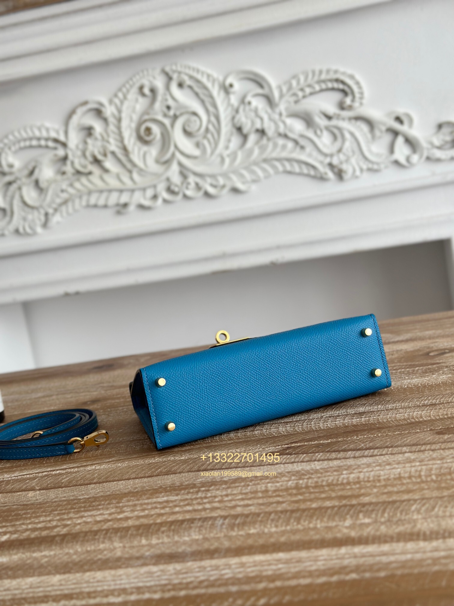 Hermès Epsom Leather Mini Kelly II in Tanzanian Blue Purely Handcrafted with Waxed Thread Stitching, High-End Customization