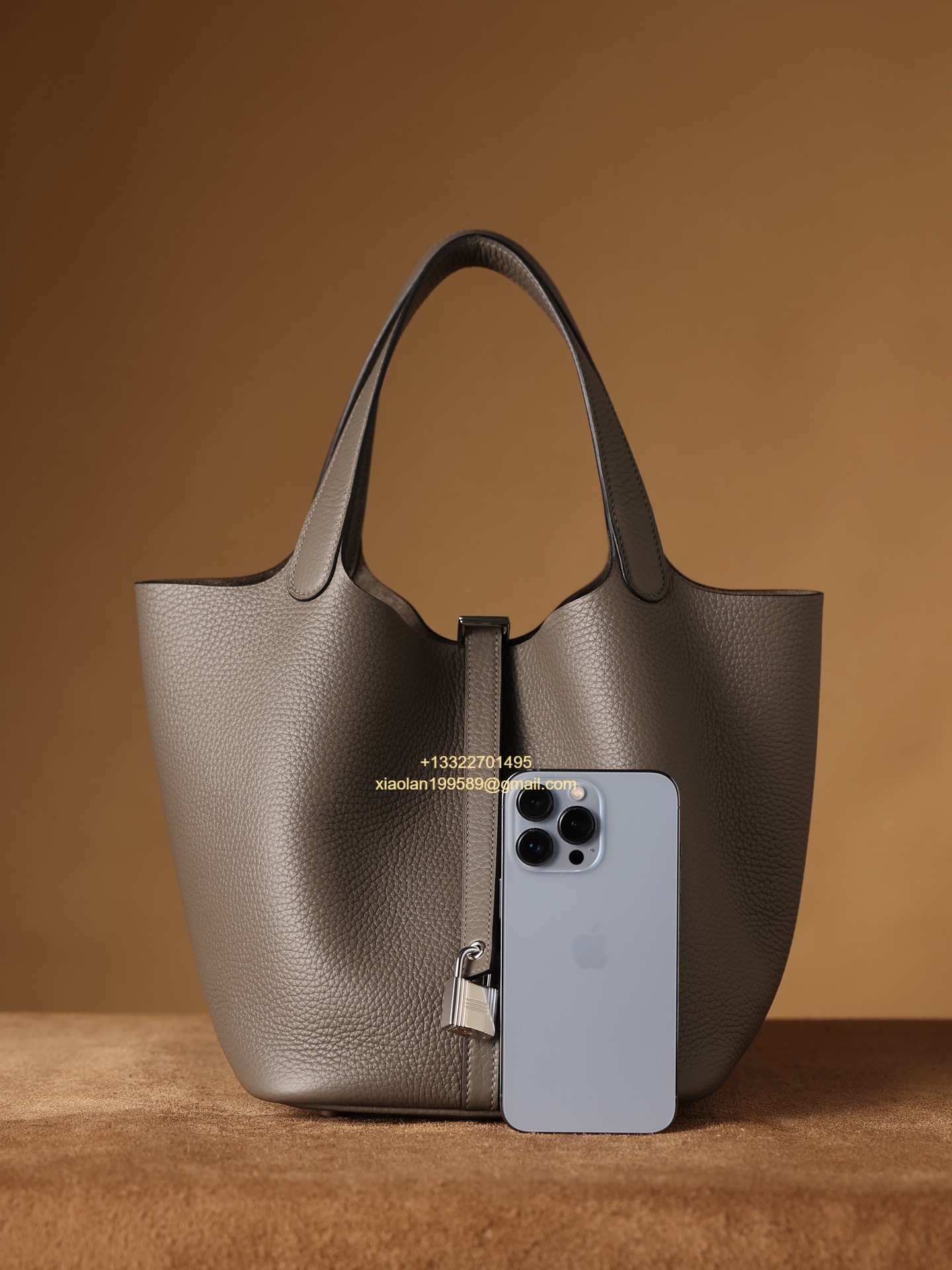 Hermès Picotin 18/22 in Clemence Leather, Hand-stitched with Beeswax Thread, High-end Customization - Etain Gray.
