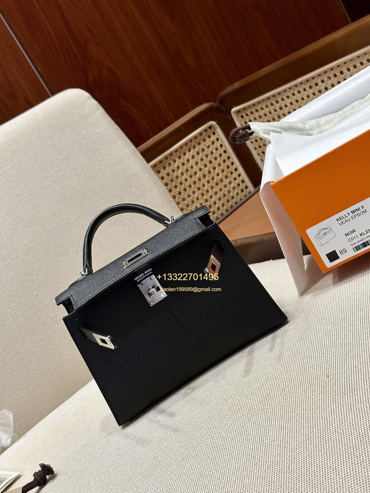 Hermès Mini Kelly II Handbag in Black Made from Epsom Cowhide Leather, Purely Handcrafted, High-End Customization Edition