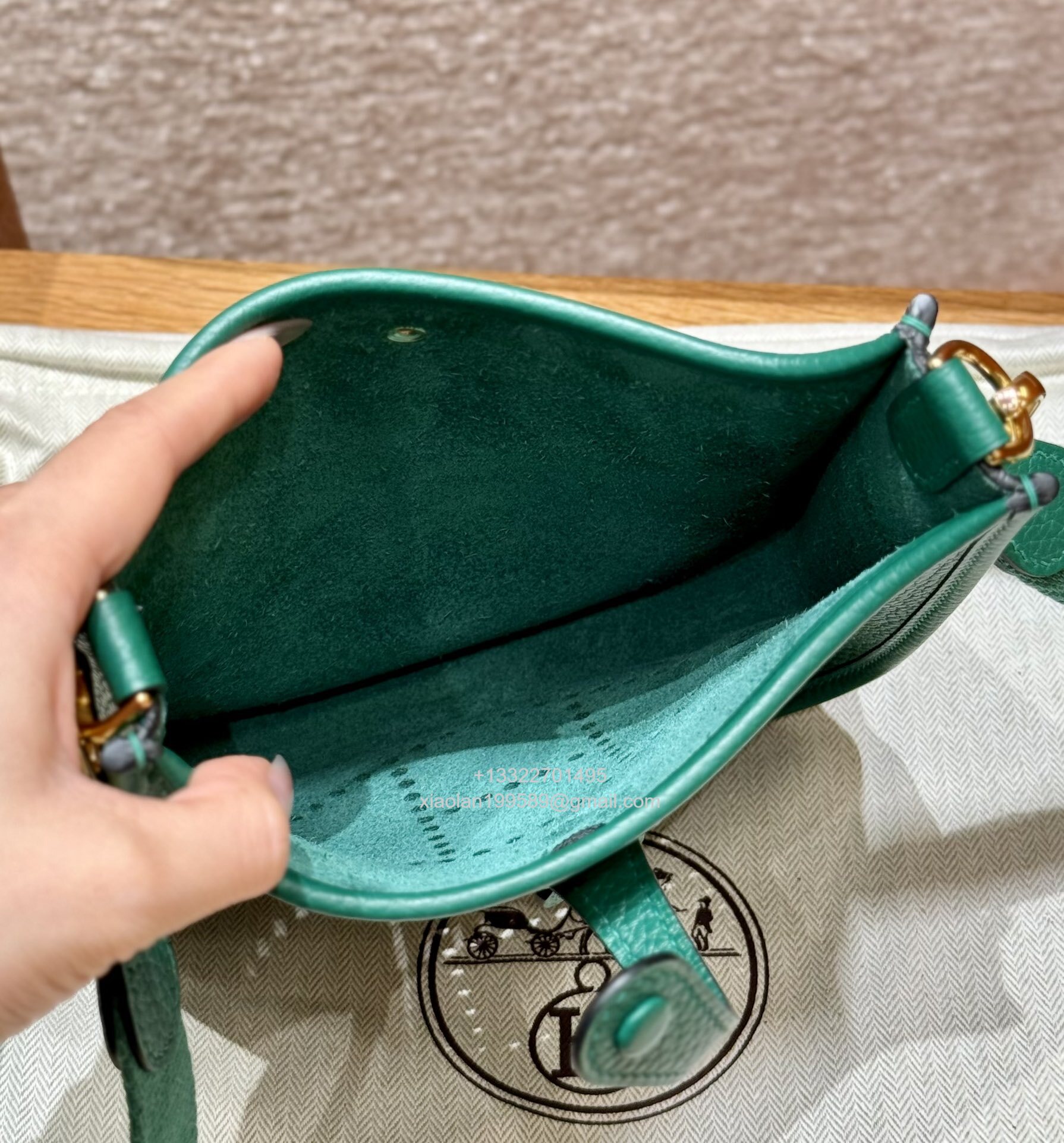 Hermès Evelyne mini Bag in Clemence Leather, Premium Handcrafted Customization-Vert vertigo