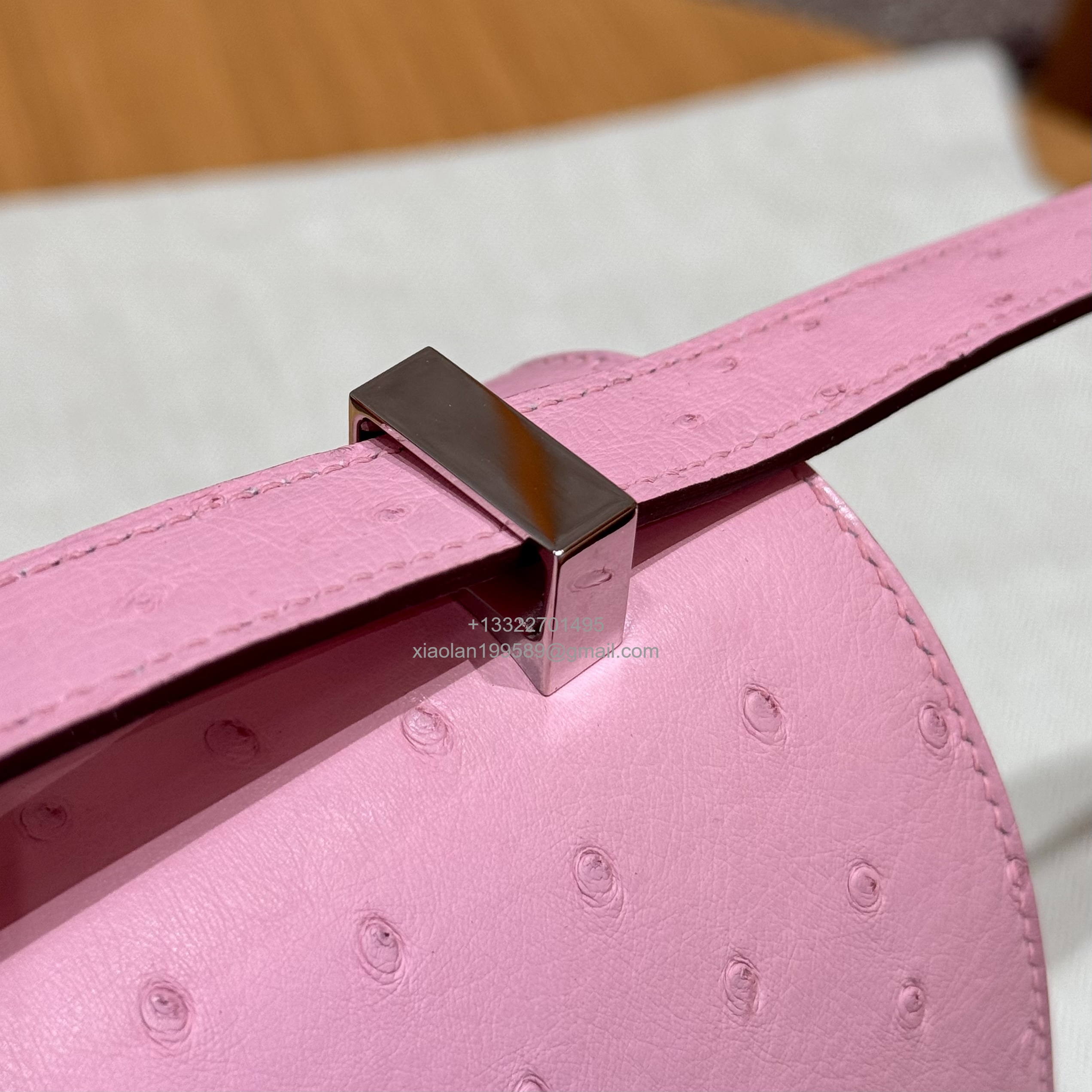 Hermès Constance 18/24 in Ostrich Leather, Premium Fully Handmade Exclusive Customization – Bubblegum Pink