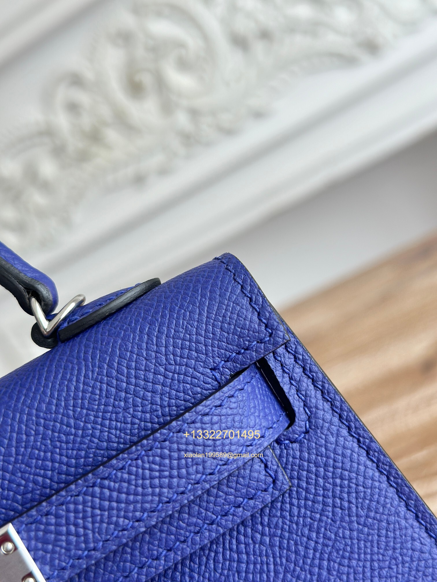 Hermès Epsom Leather Mini Kelly II in Electric Blue Purely Handcrafted with Waxed Thread Stitching, High-End Customization