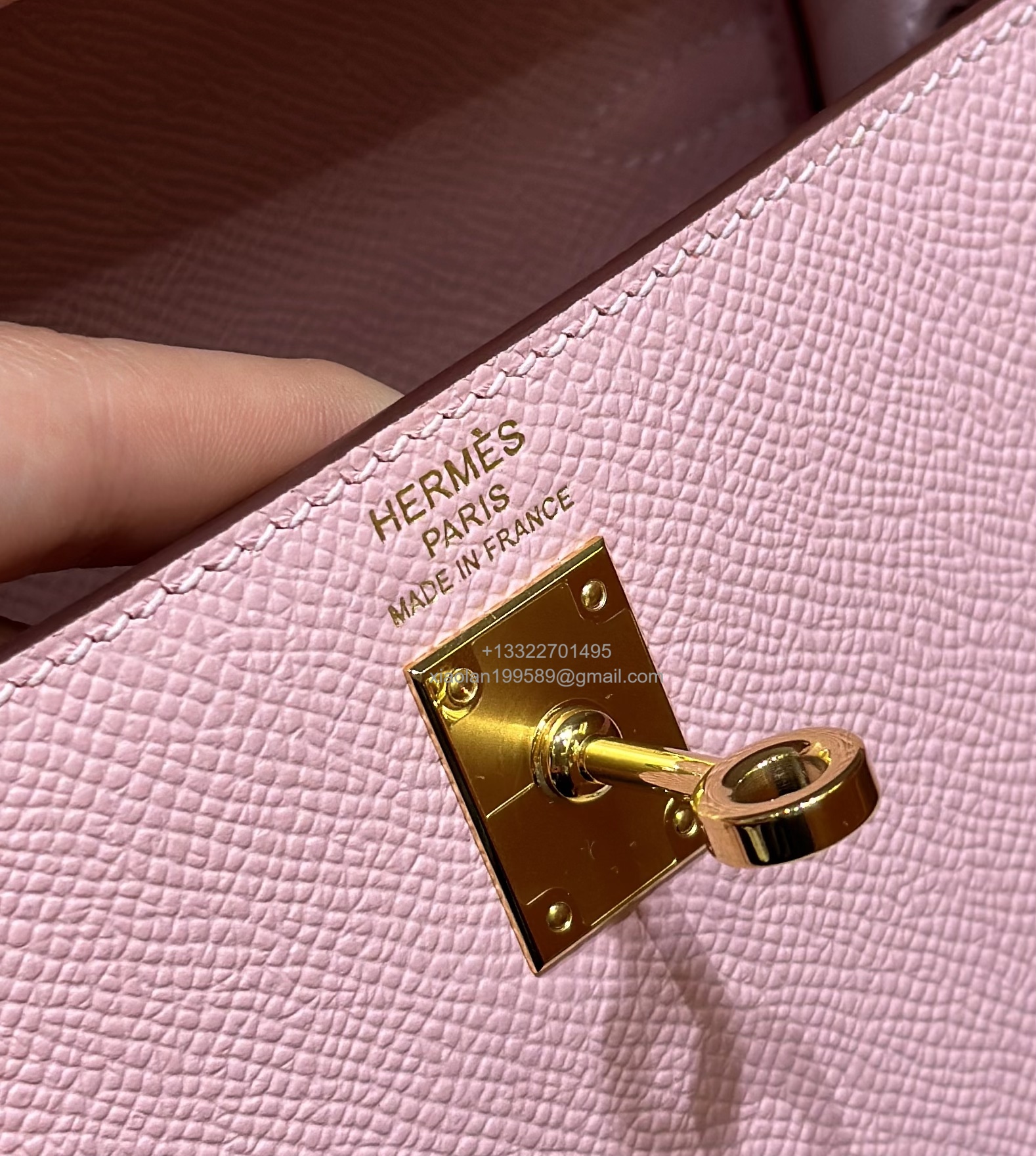 Hermès Kelly Handbag in Sakura Pink Epsom Cowhide Leather, Purely Handcrafted, High-End Customization Edition