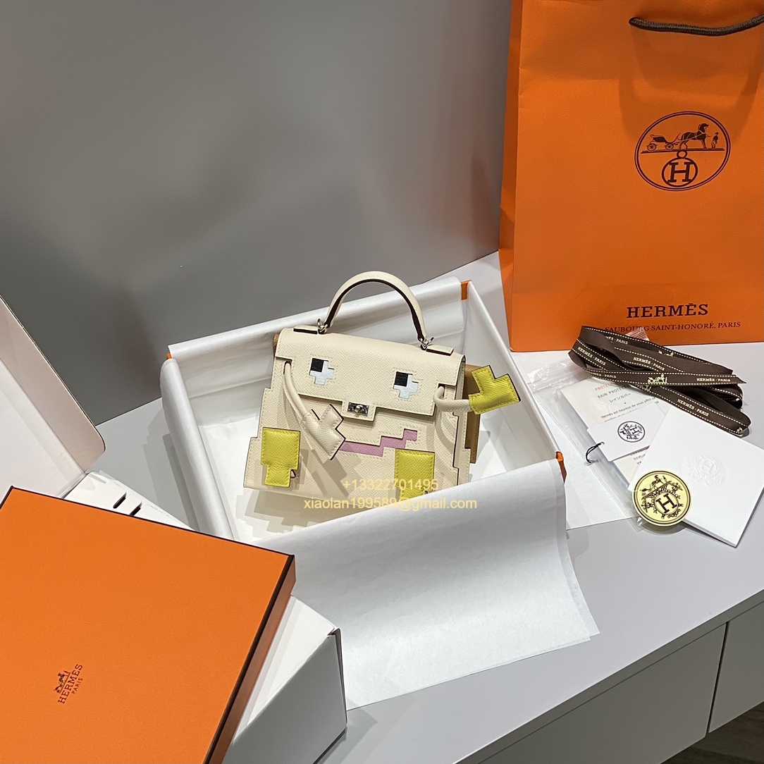 Hermès Kelly Doll Quelle Idole Picto Bag, Limited Edition in Creamy White.