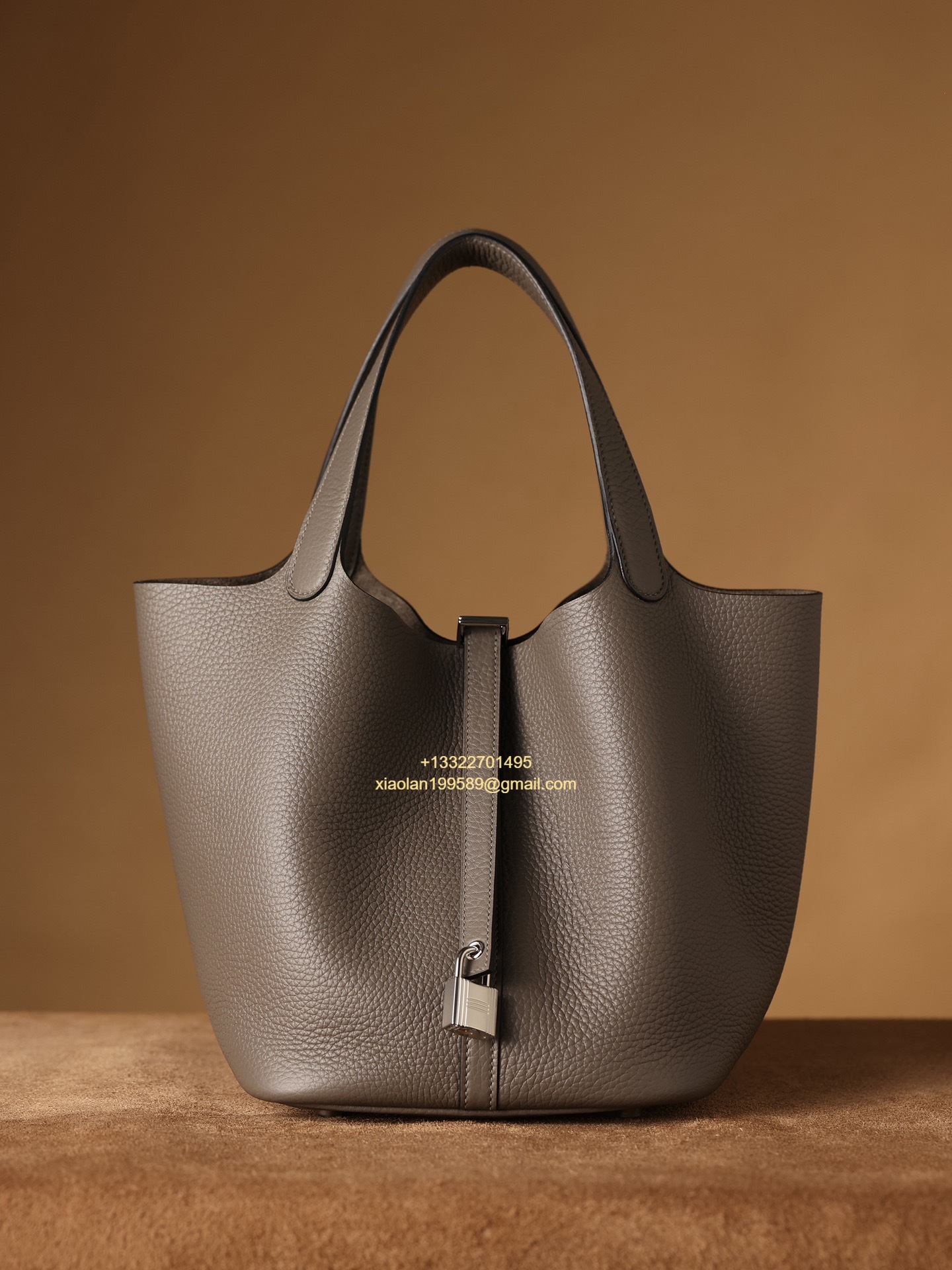 Hermès Picotin 18/22 in Clemence Leather, Hand-stitched with Beeswax Thread, High-end Customization - Etain Gray.