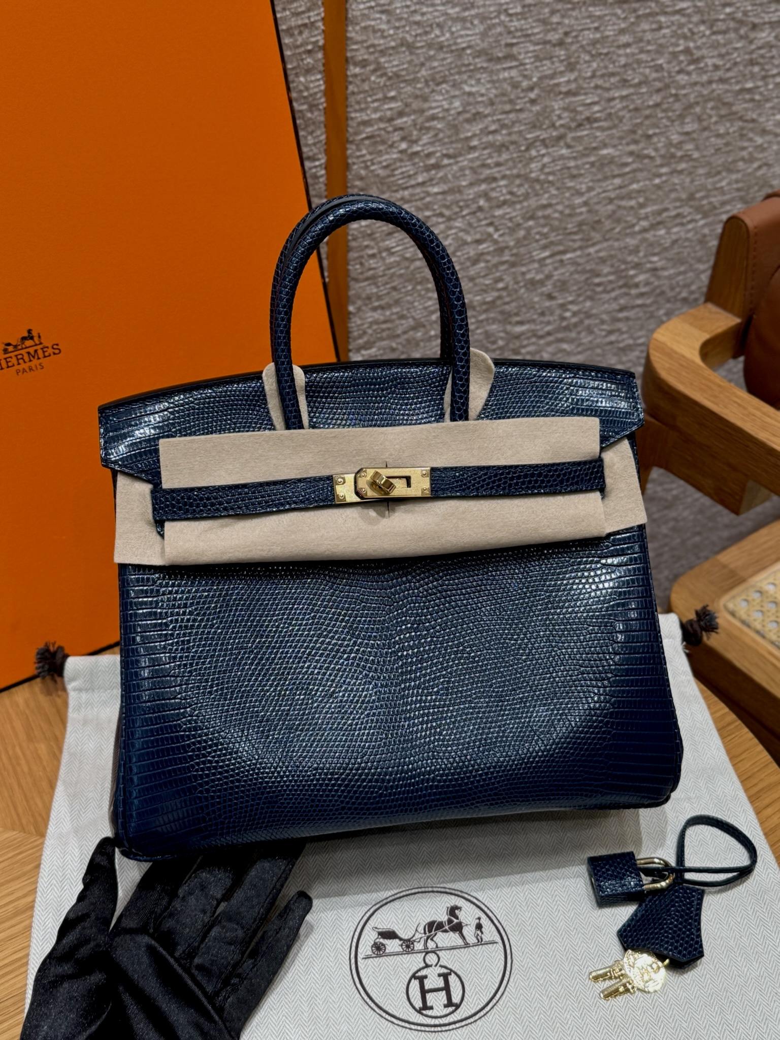 Birkin – Imported French lizard skin, premium stainless steel with 18K gold-plated hardware, fully handcrafted luxury custom-made ‼️ Blue Presse.