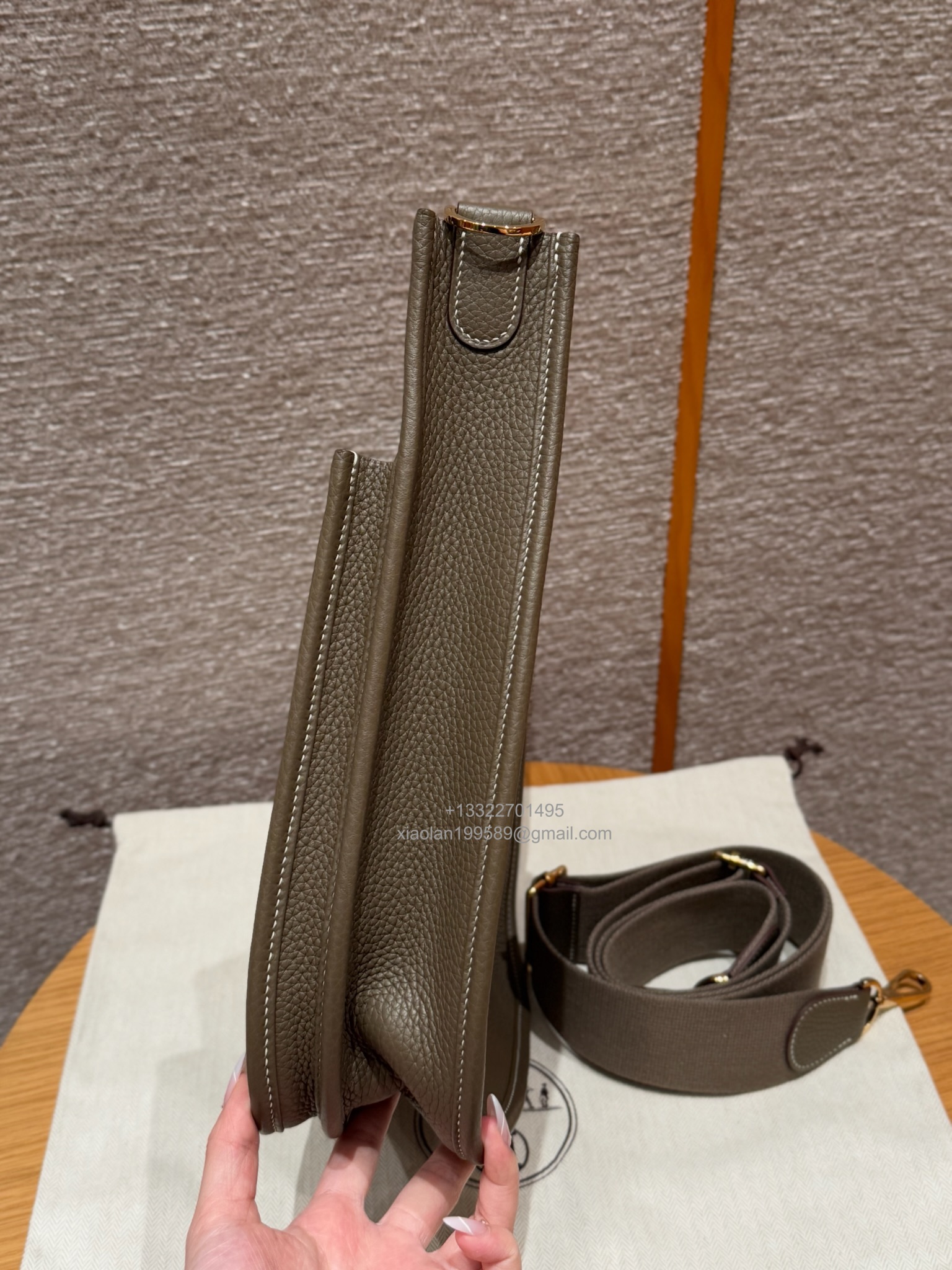 Hermès Evelyne Bag in Clemence Leather, Premium Handcrafted Customization – Etoupe.