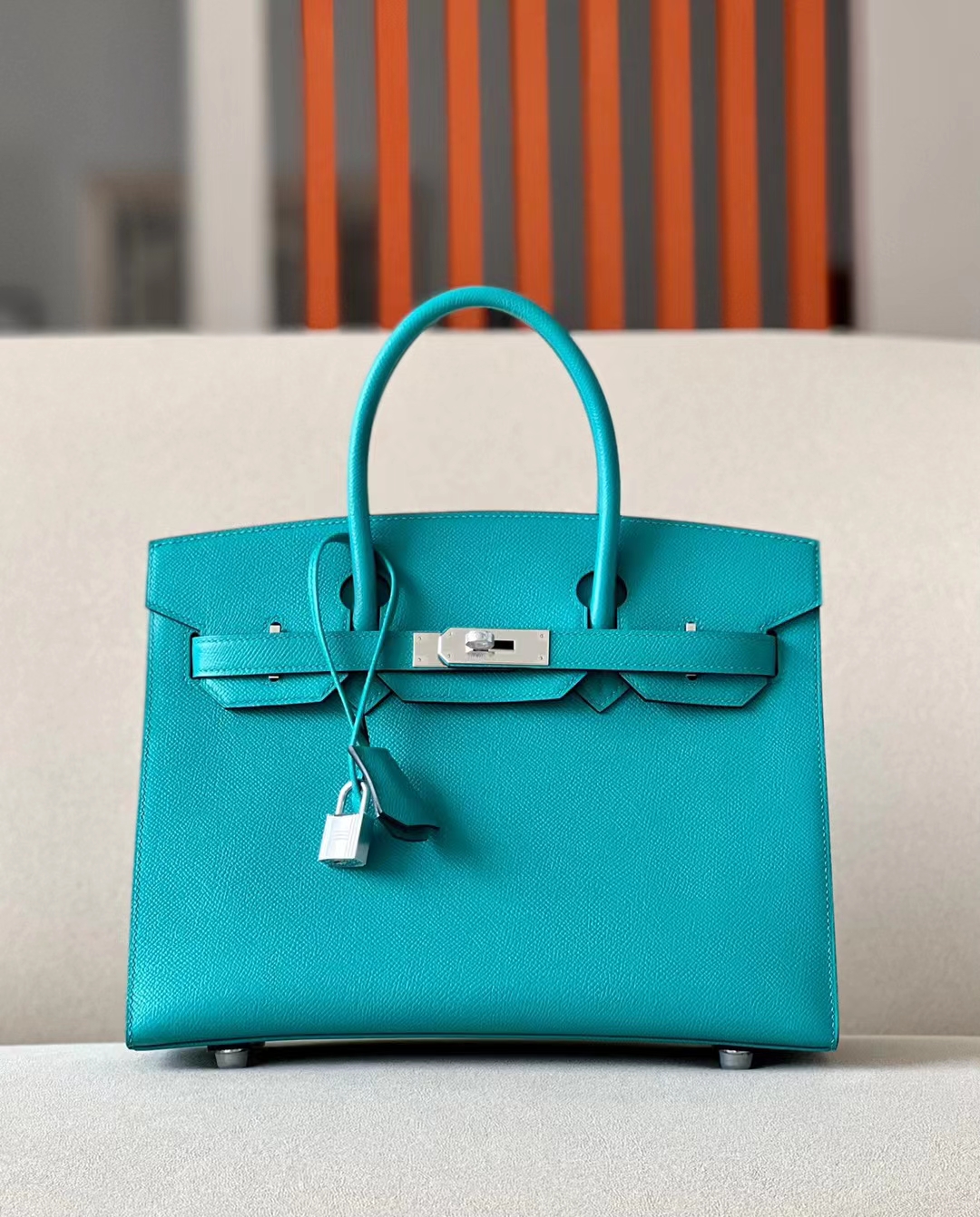 Hermes Birkin Sellier Bag 7F Bleu Paon Epsom Leather