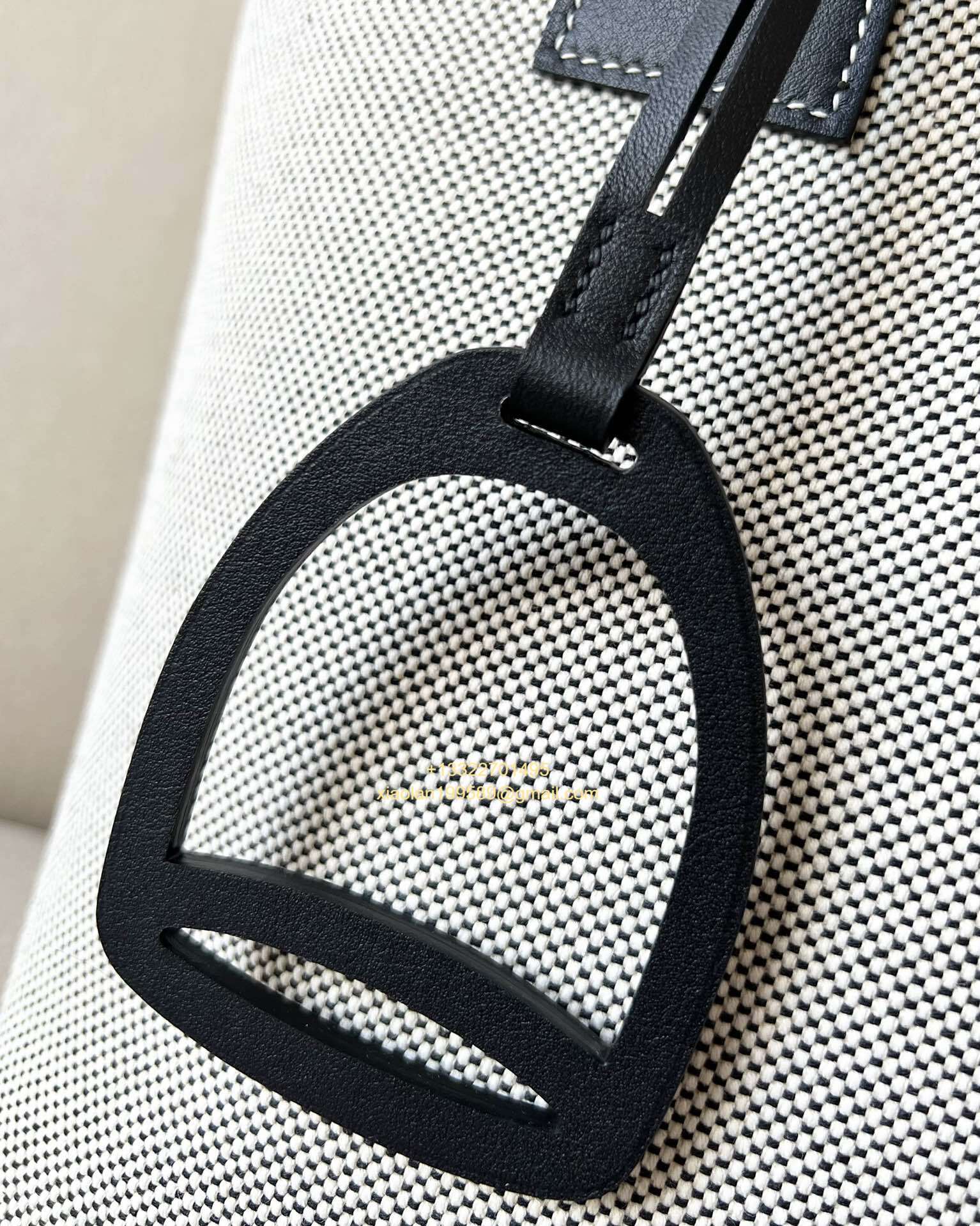 Hermès Steeple 25 Bag in H Canvas and Swift Calfskin – Light Beige / CK89 Black.