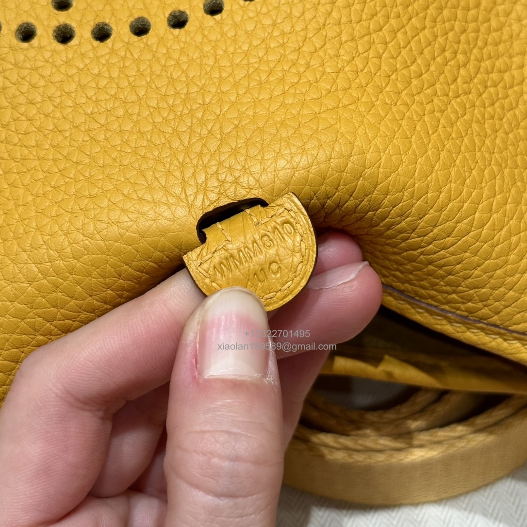 Hermès Evelyne mini Bag in Clemence Leather, Premium Handcrafted Customization-Jaune amber