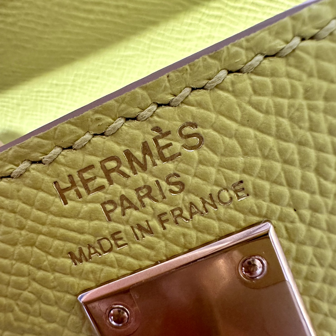 Hermès Kelly Handbag in Amber Yellow  Epsom Cowhide Leather, Purely Handcrafted, High-End Customization Edition