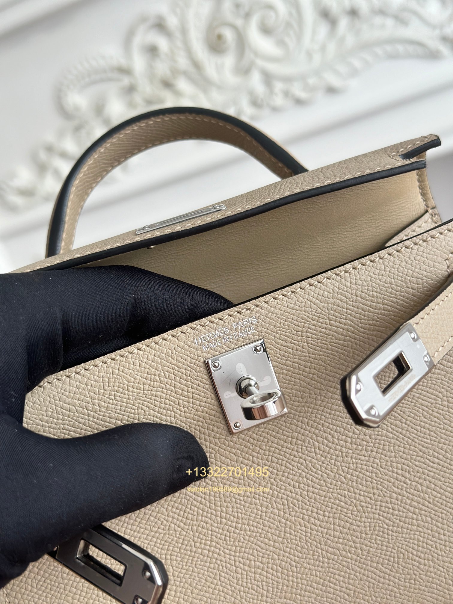 Hermès Epsom Leather Mini Kelly II in Asphalt Gray Purely Handcrafted with Waxed Thread Stitching, High-End Customization