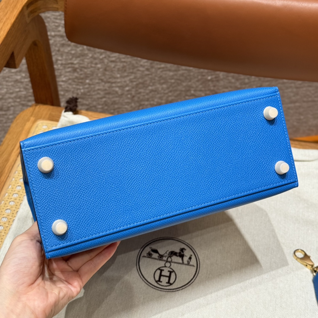 Hermès Kelly Handbag in Royal Blue  Epsom Cowhide Leather, Purely Handcrafted, High-End Customization Edition