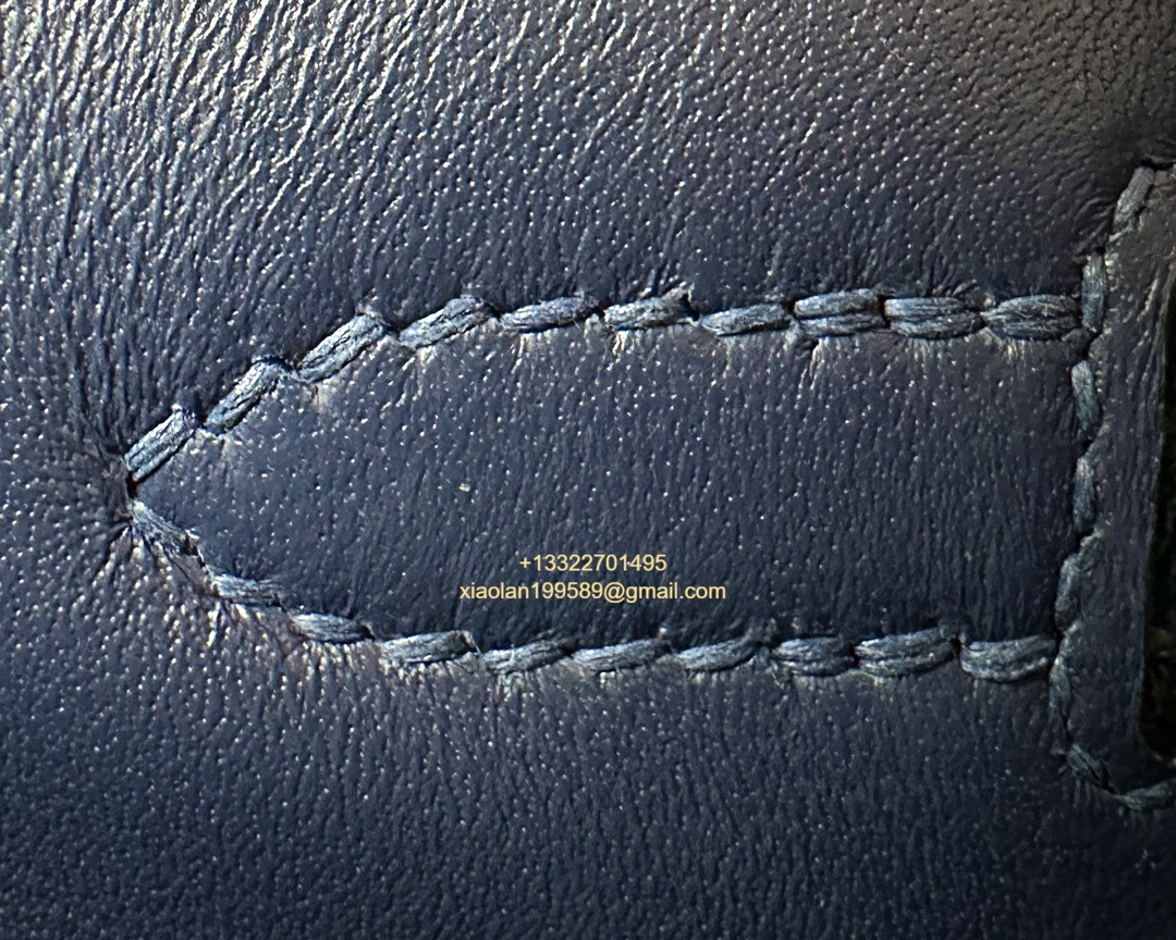 Hermès Kelly Elan Deep Sea Blue Lambskin Women's Shoulder Bag, Fully Handmade High-end Customization.