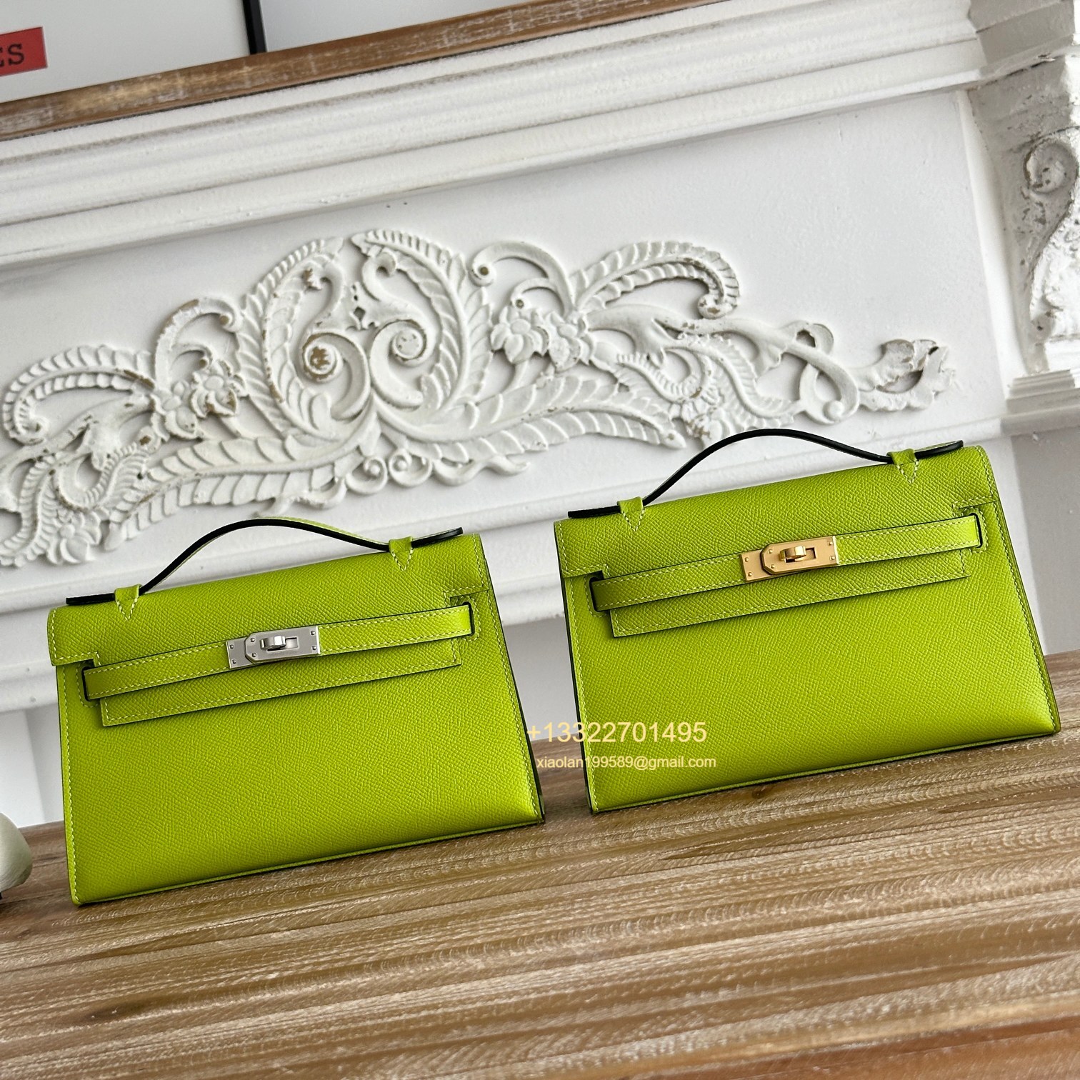 Hermès Mini Pochette Kelly in Kiwi Green Made from the most classic Epsom Leather, Imported Purely Handcrafted with Waxed Thread Stitching, High-End Customization