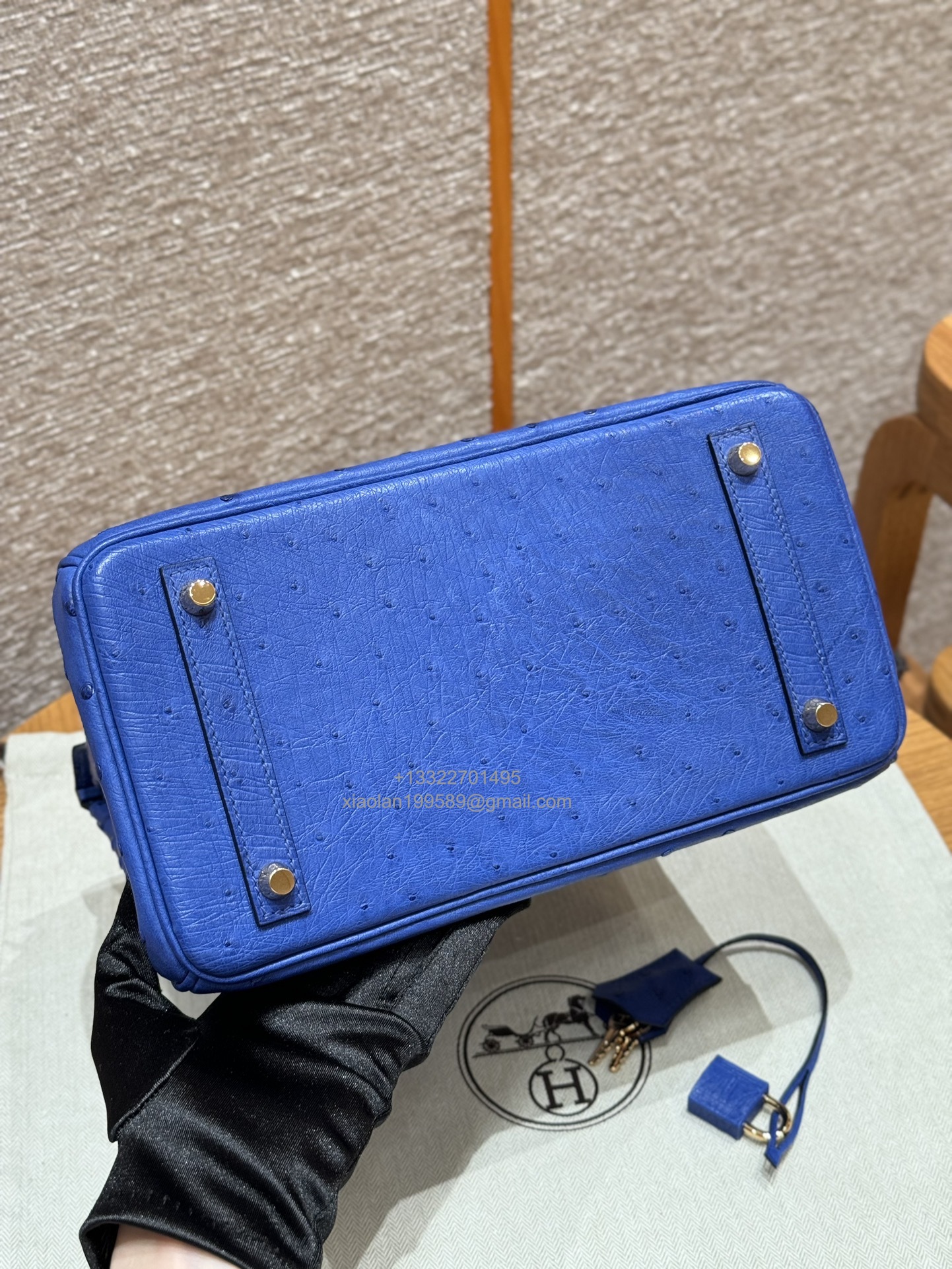 Birkin 25/30/35cm South African KK Ostrich Leather, Premium Fully Handcrafted Exclusive Custom –Bleuet