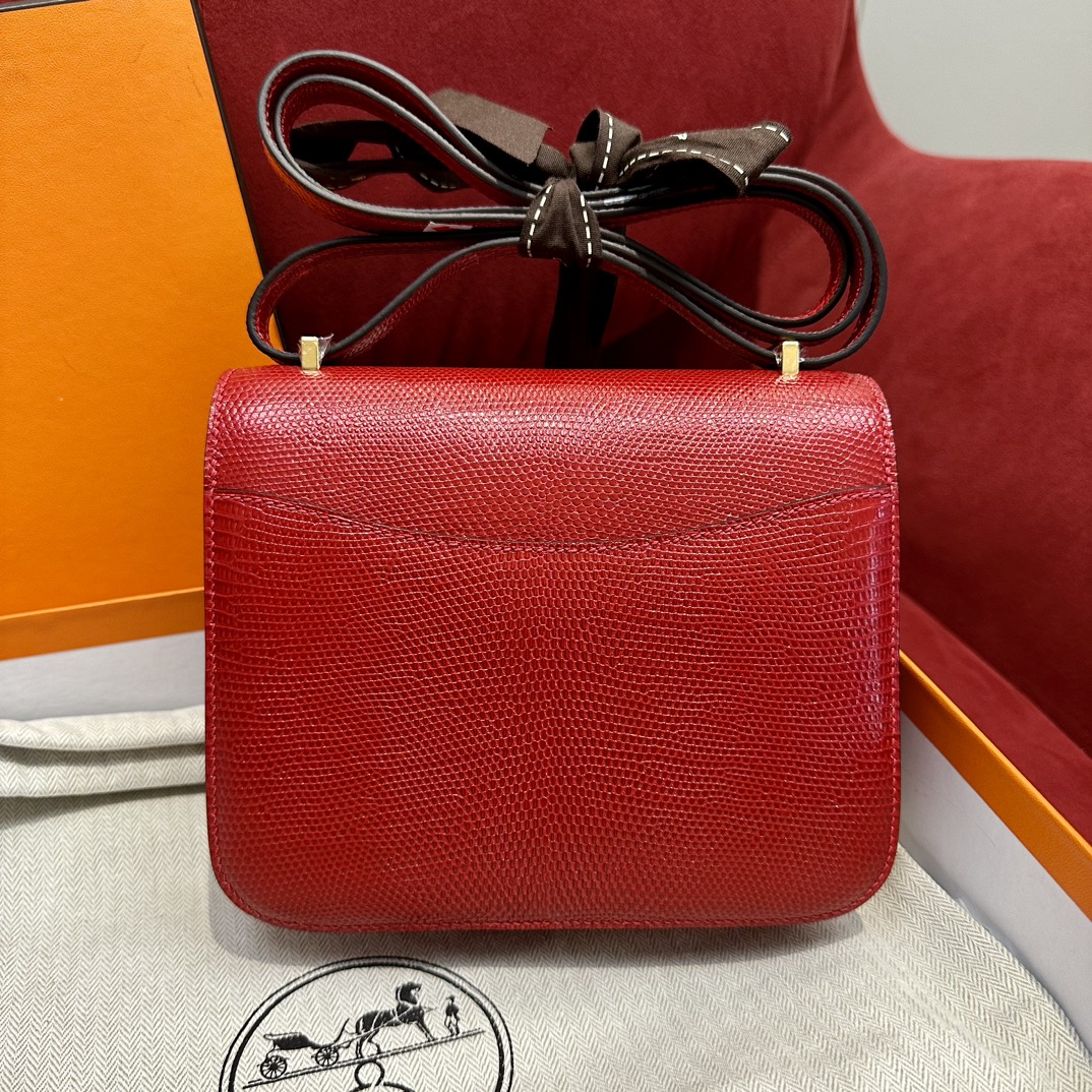 Hermès Constance 18/24 – Imported French lizard leather originally from South Africa, premium fully handcrafted exclusive custom-made!Flag Red