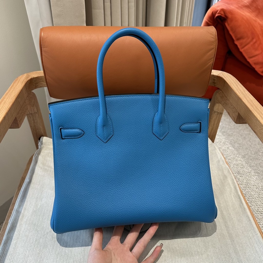 Hermès Birkin 25/30/35cm, handcrafted with togo  leather –B3/Blue Zanzibar
